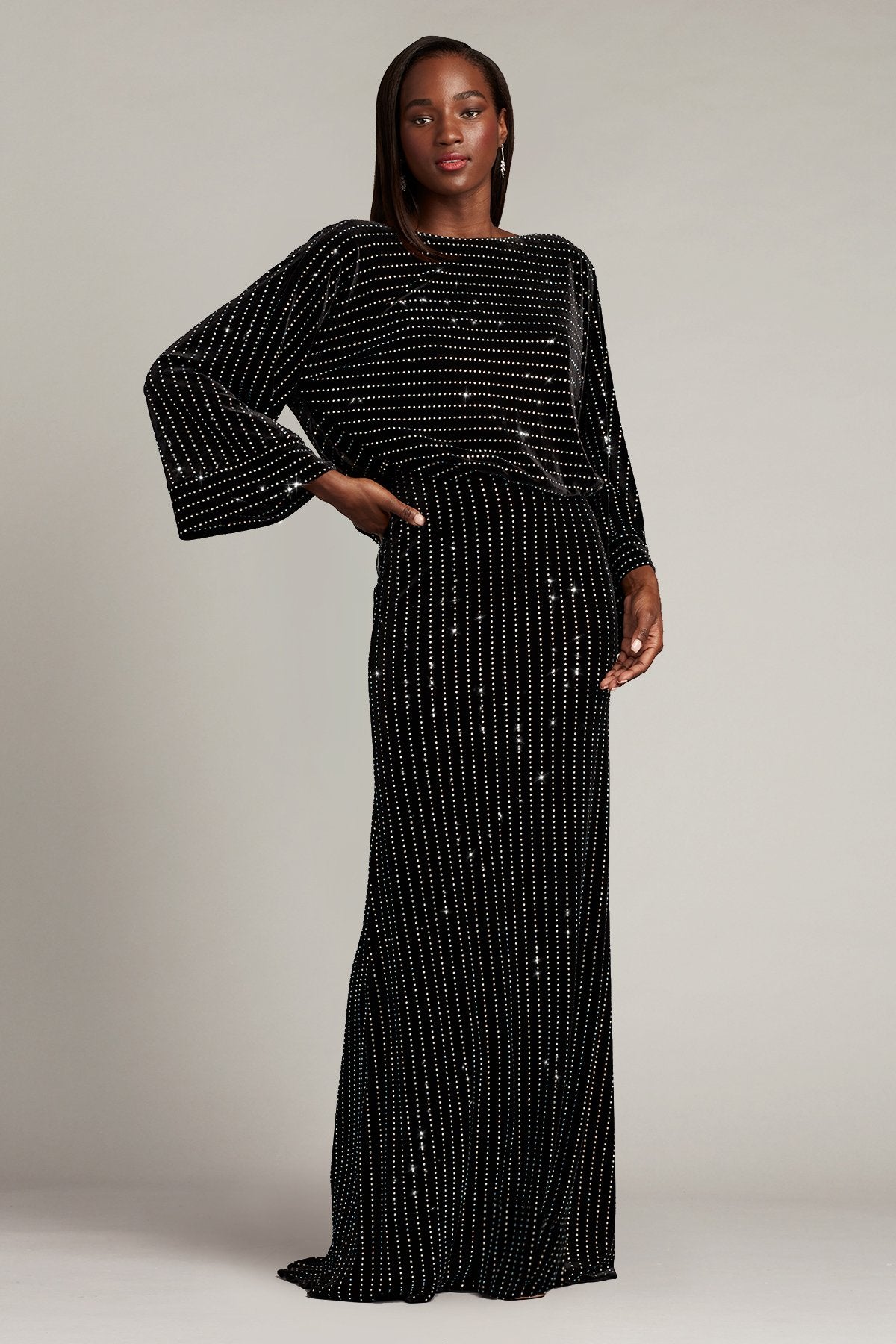 Dionne Diamanté Embellished Kimono Sleeve Gown