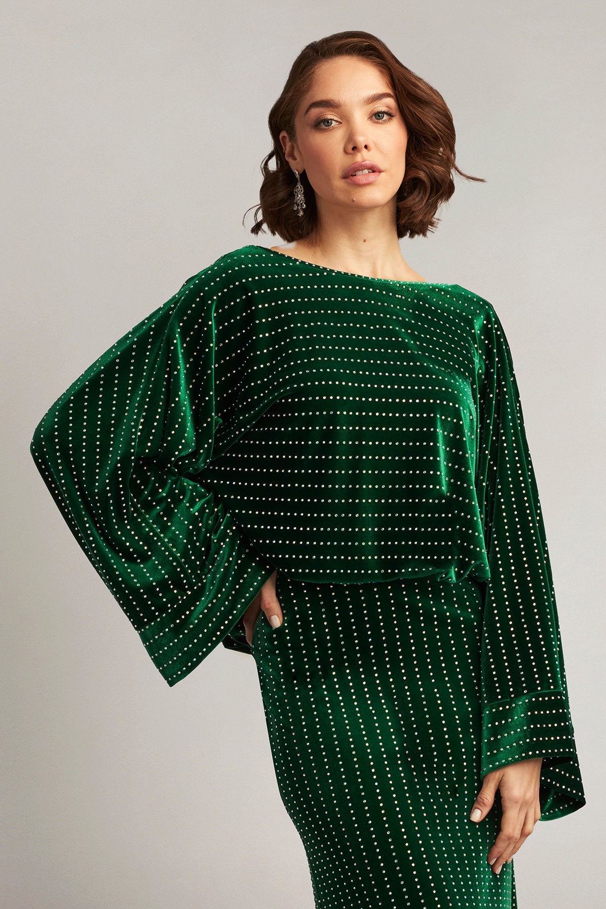Dionne Diamanté Embellished Kimono Sleeve Gown