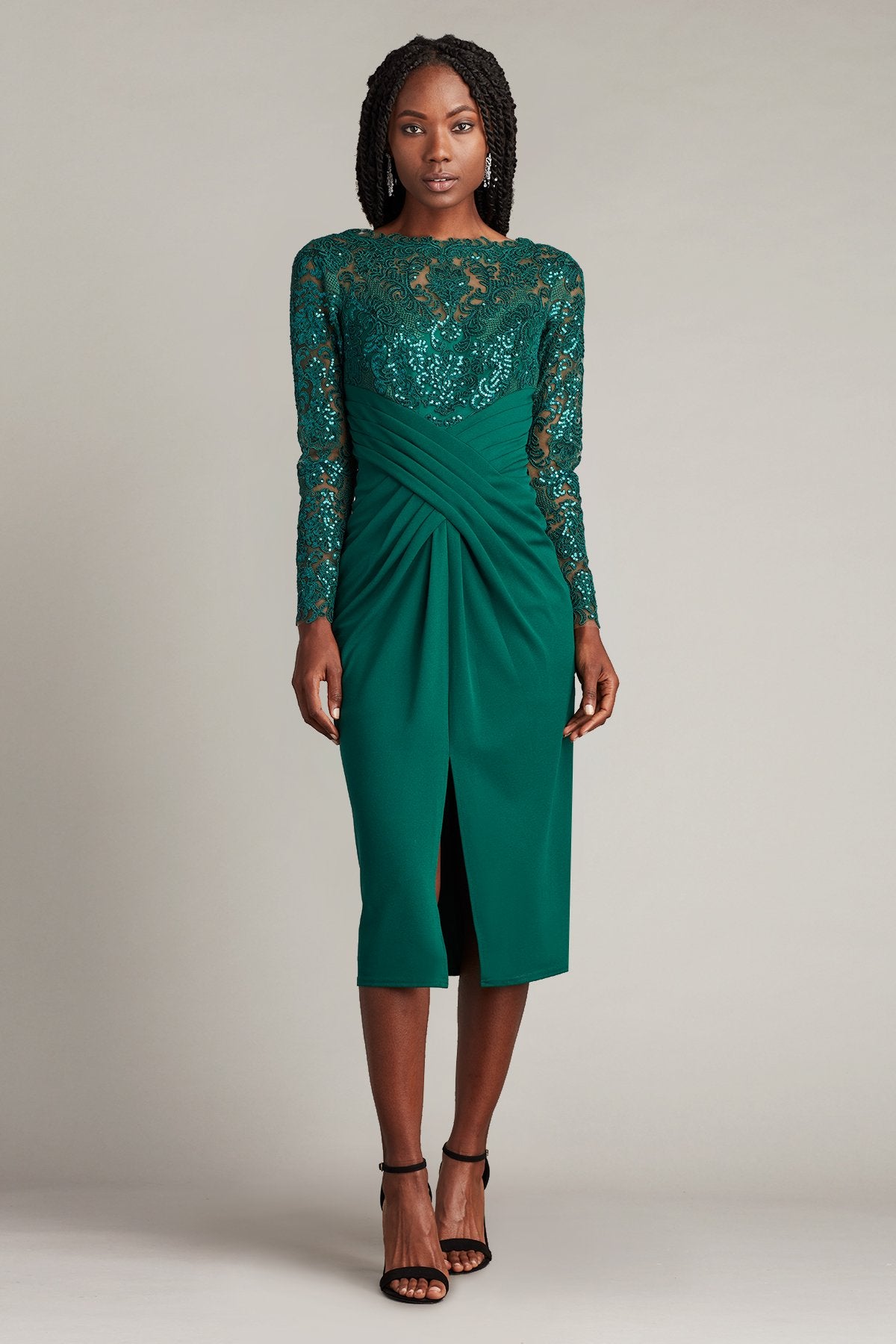 Julia Crisscross-Draped Midi Dress