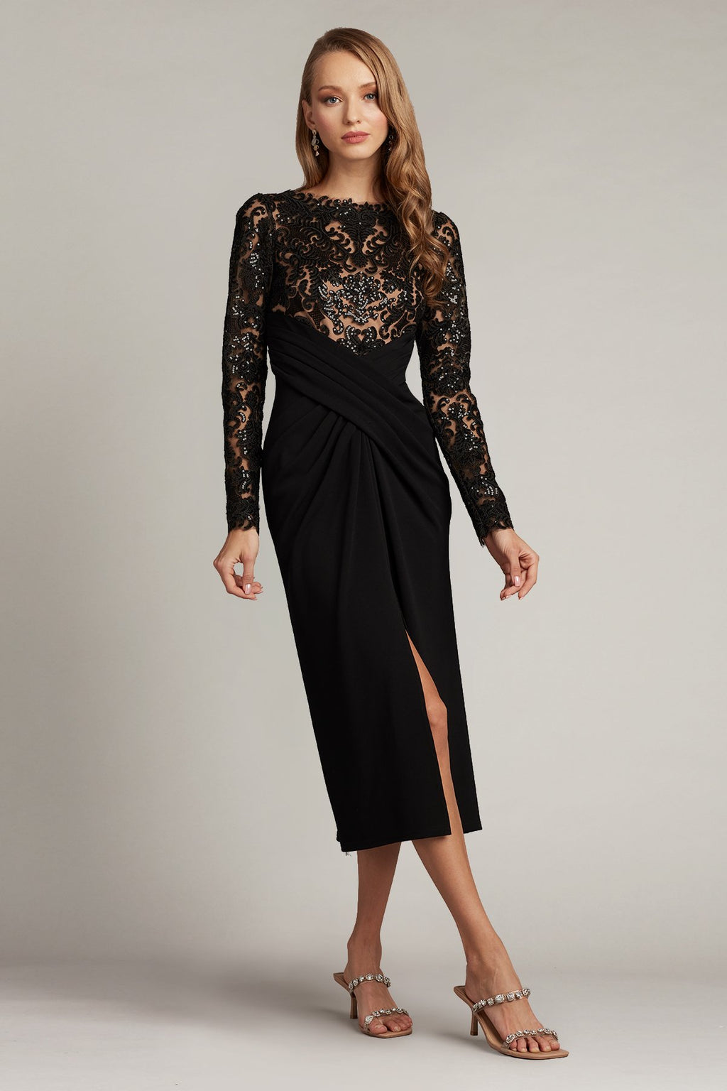 Julia Crisscross-Draped Midi Dress