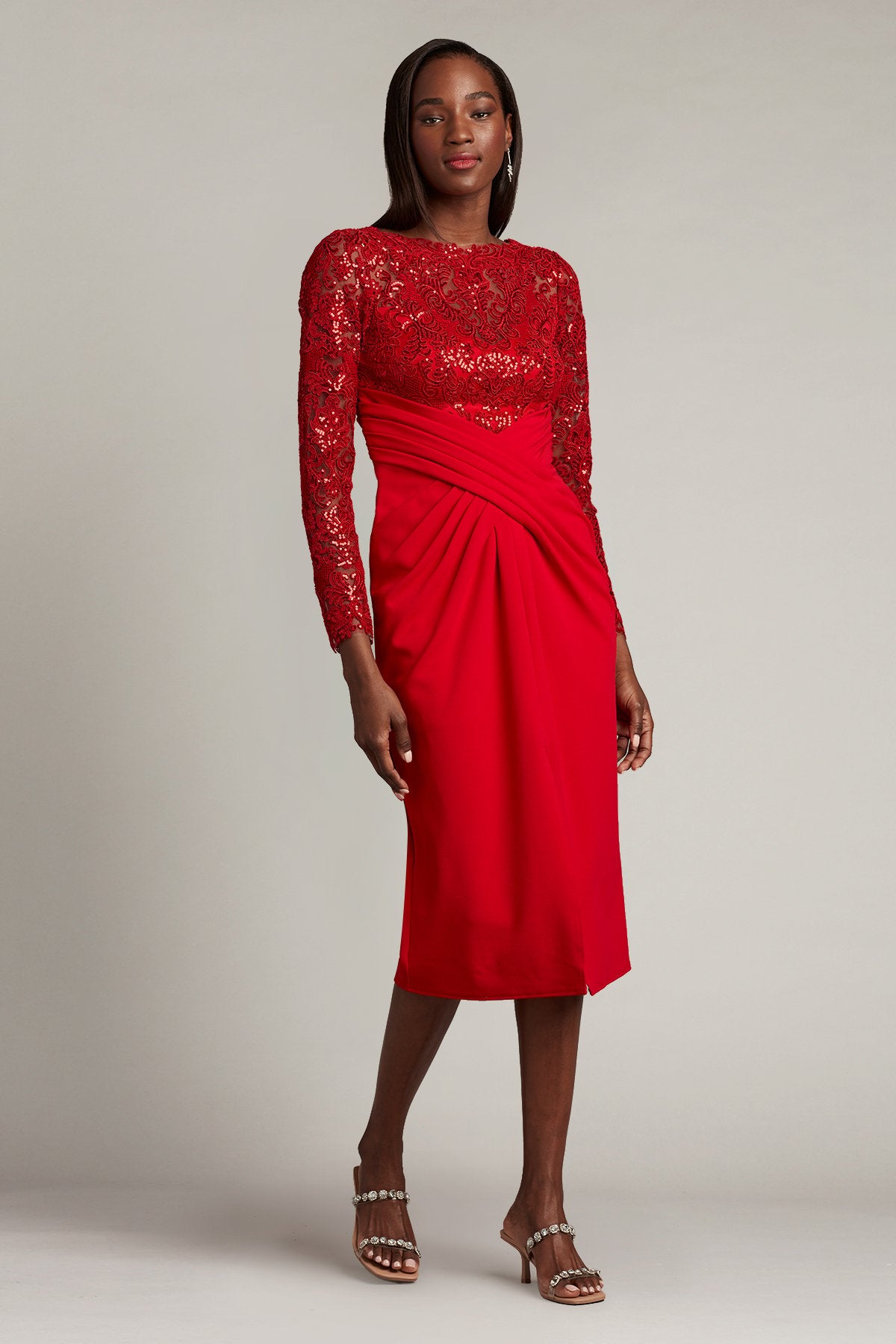 Julia Crisscross-Draped Midi Dress
