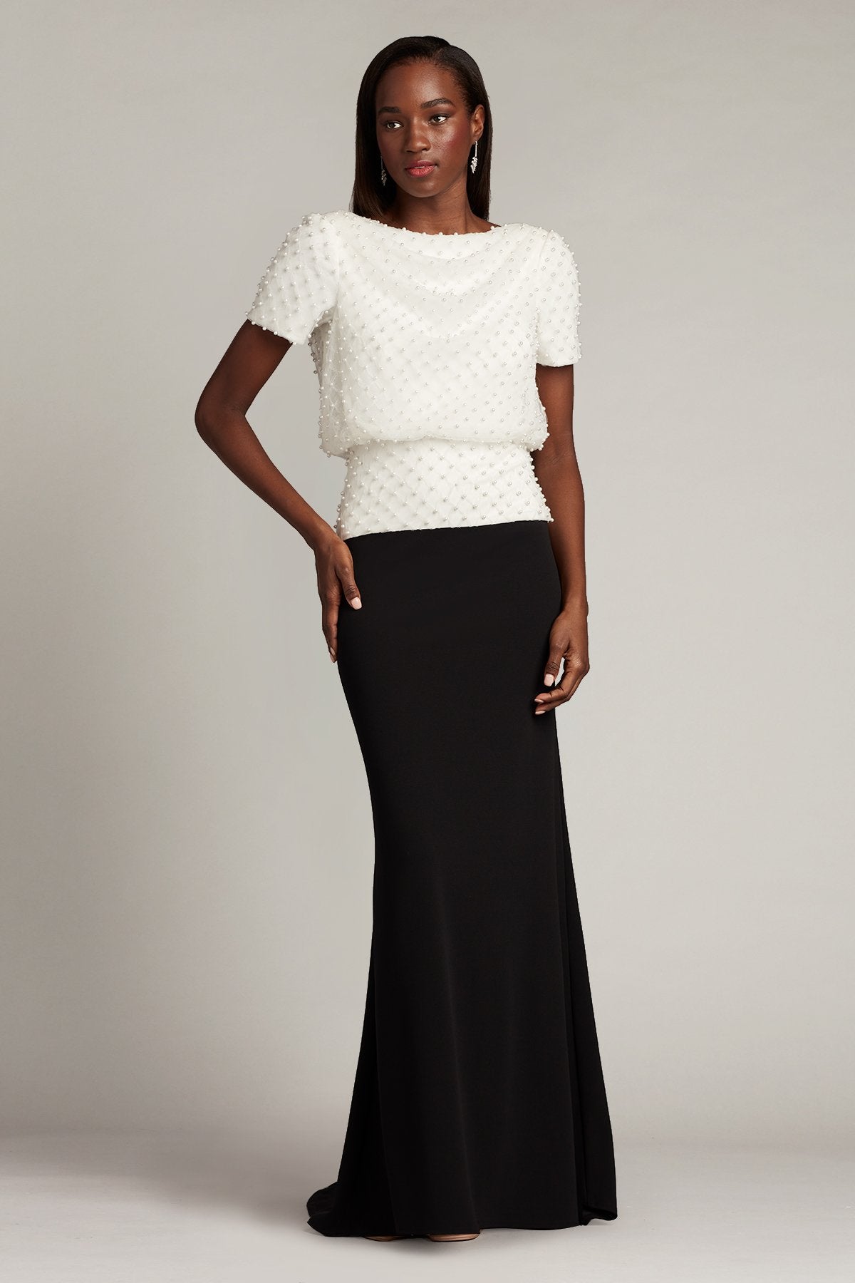 Ramona Pearl-Dotted Blouson Gown