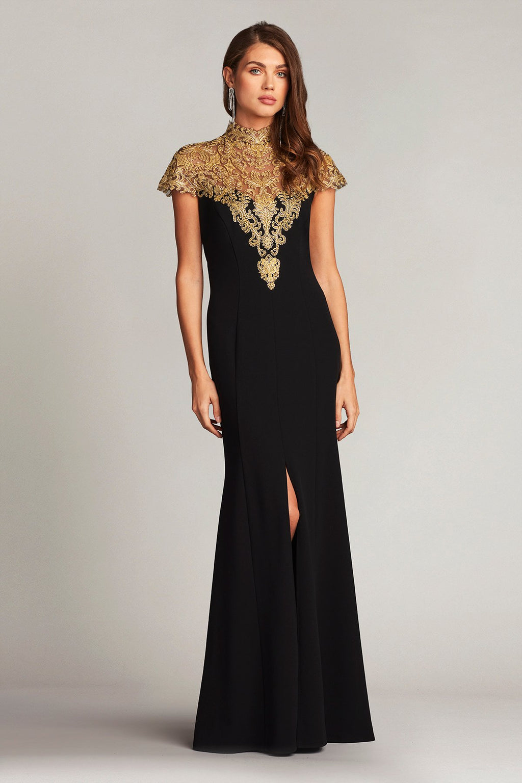 Rasha Embroidered Illusion Gown