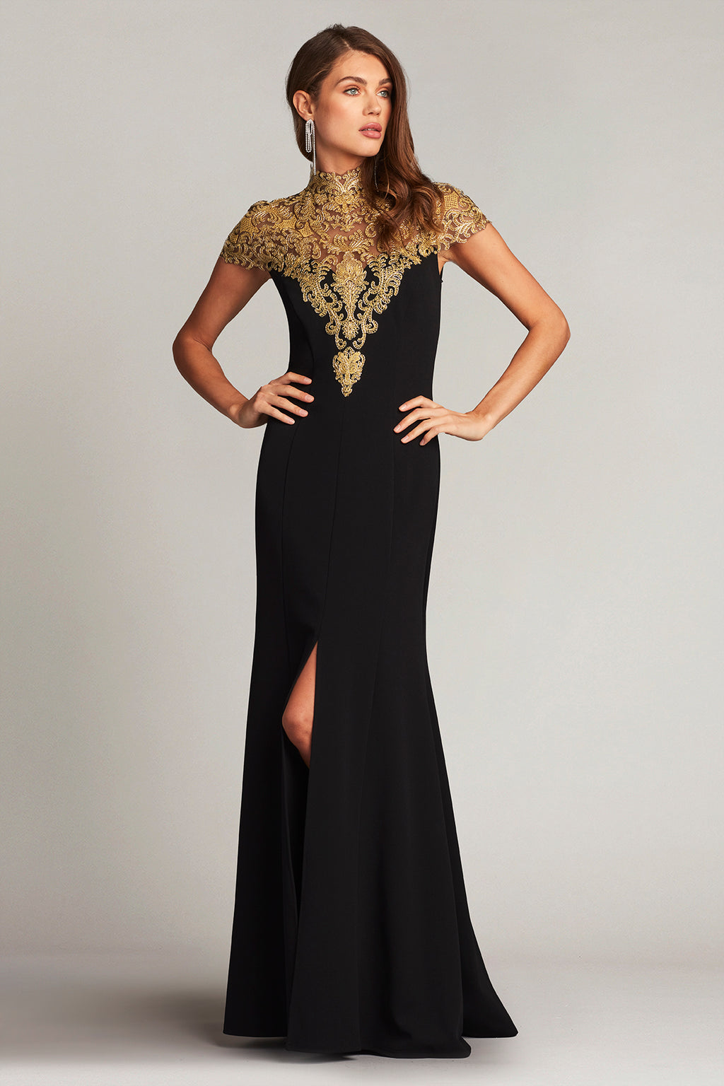 Rasha Embroidered Illusion Gown
