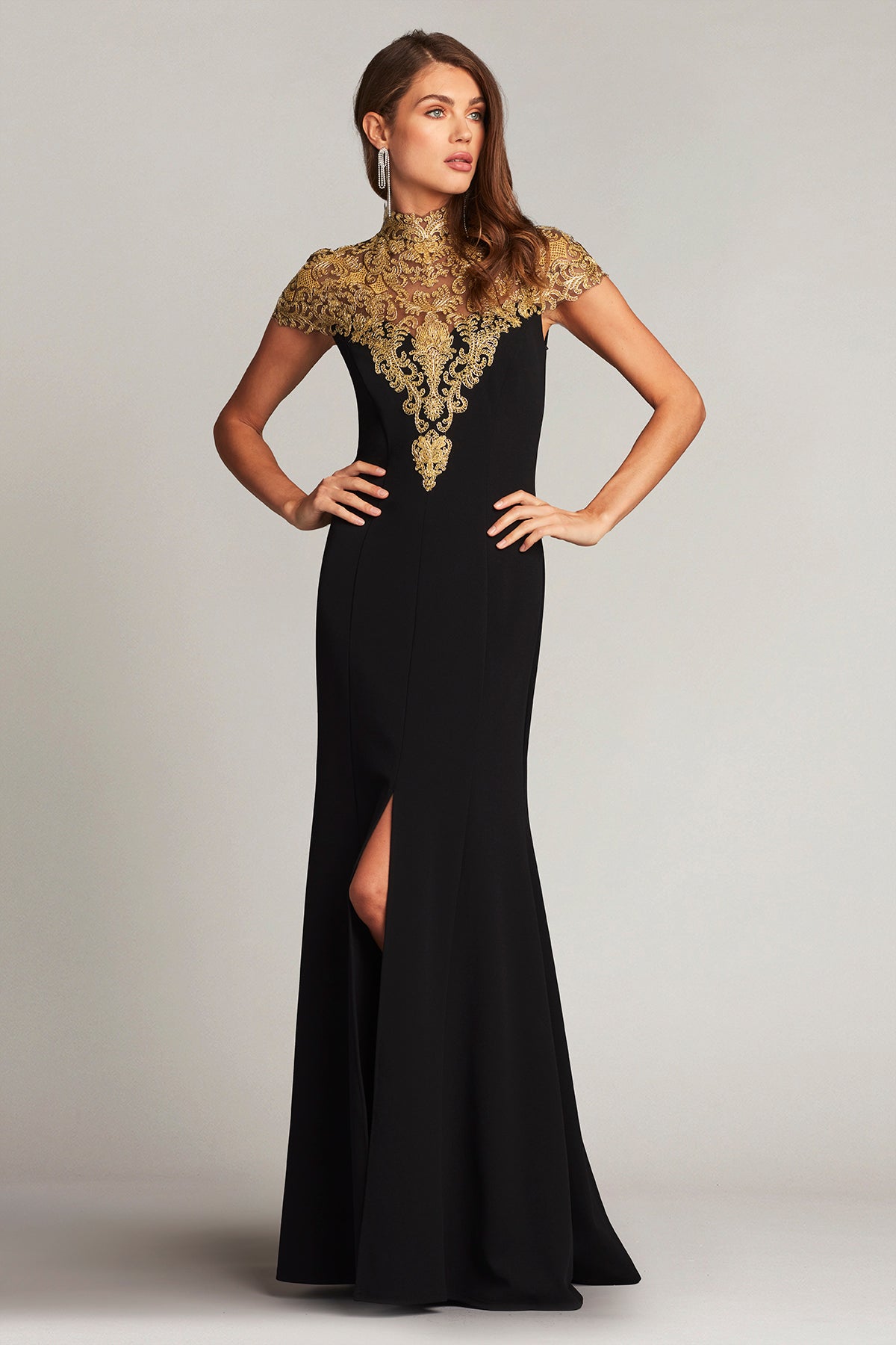Rasha Embroidered Illusion Gown