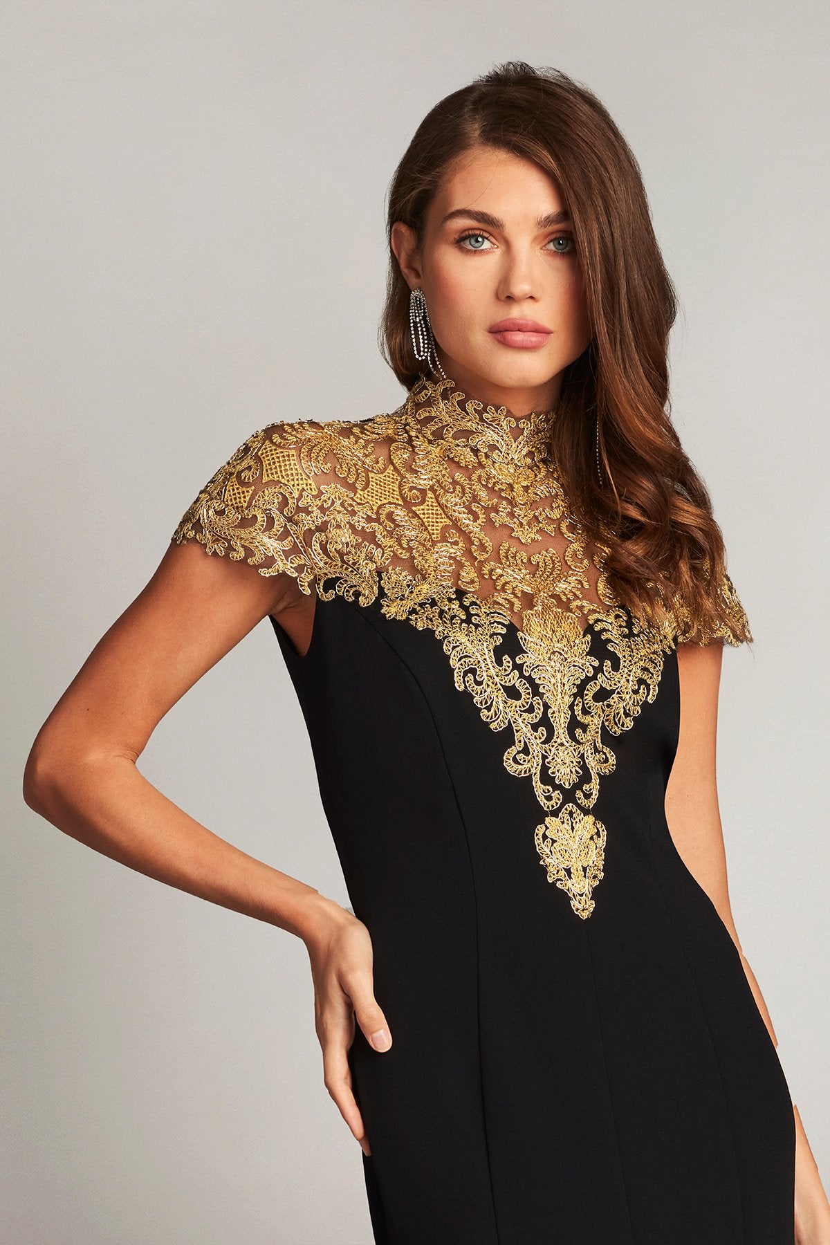 Rasha Embroidered Illusion Gown