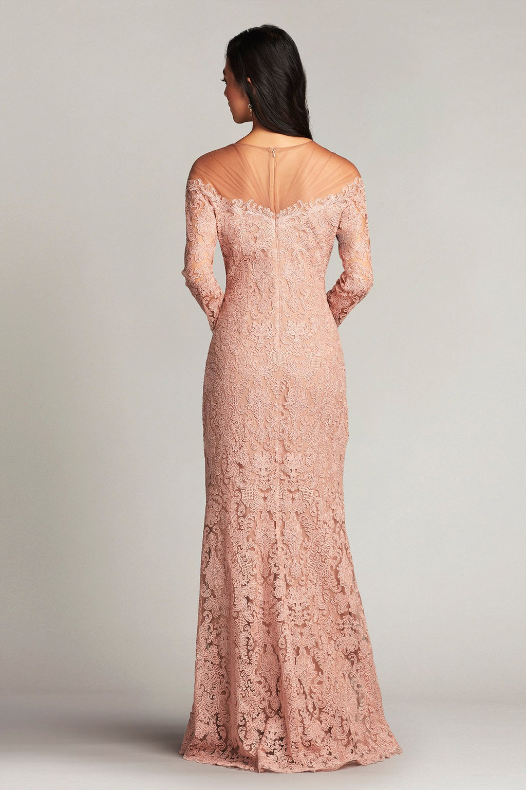 Alon Embroidered Tulle Illusion Gown