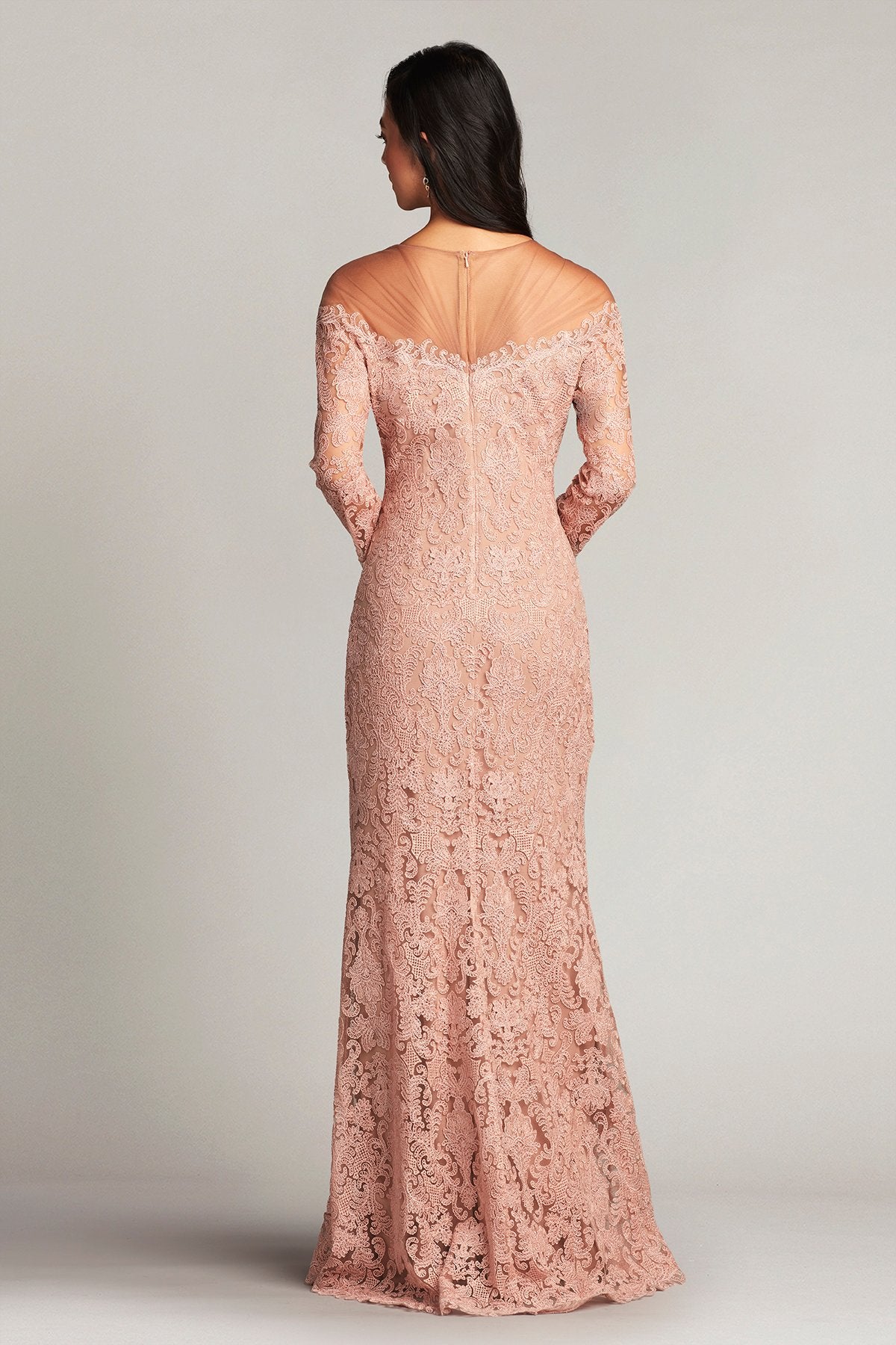 Alon Embroidered Tulle Illusion Gown