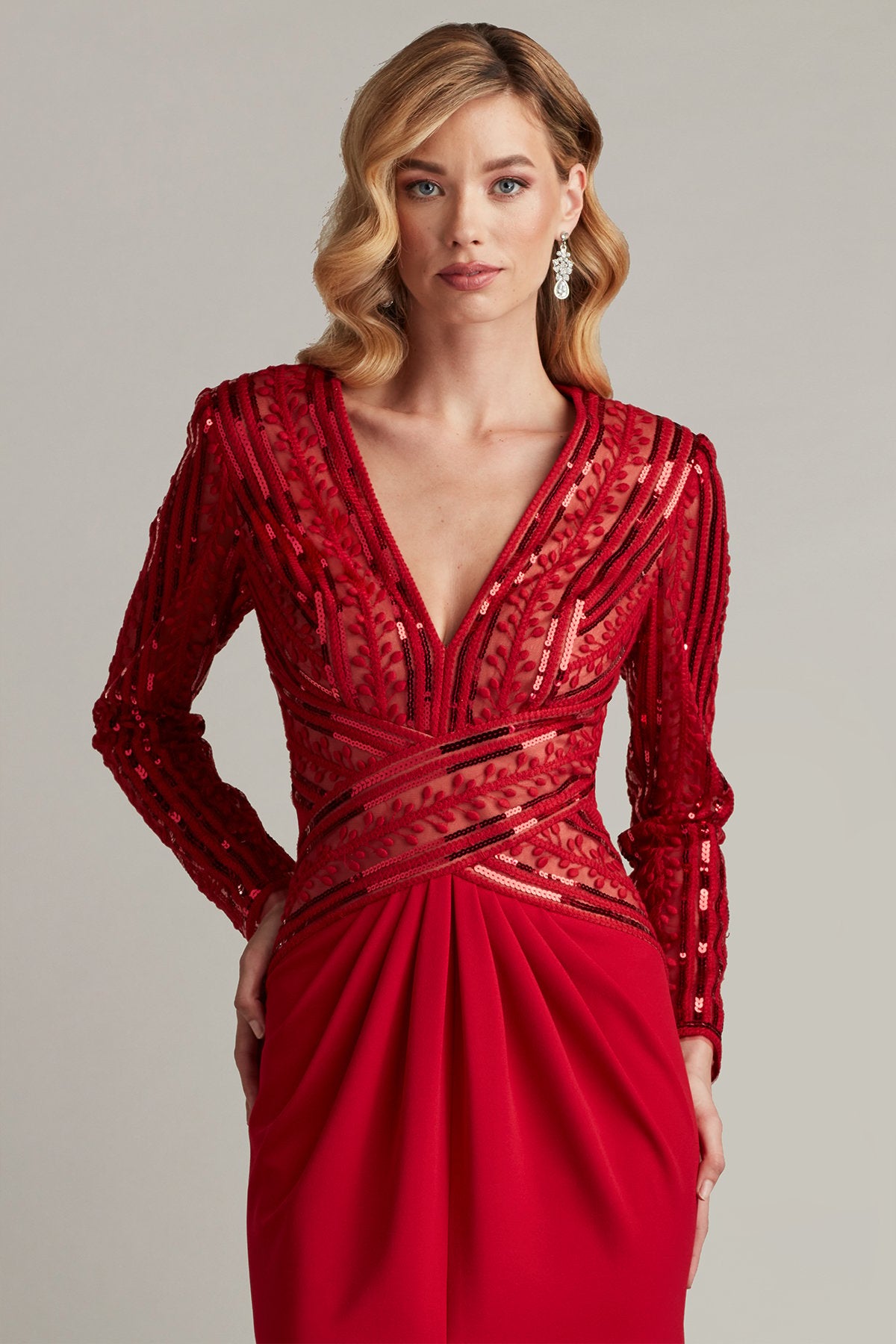 Renton Sequin Embroidered Panel Gown