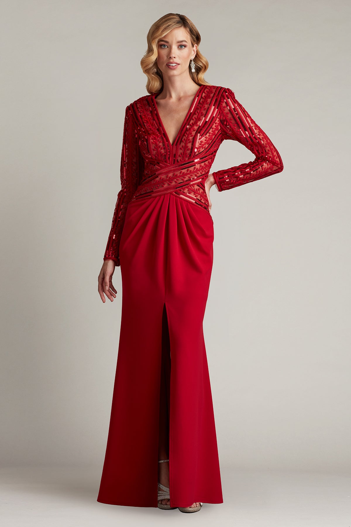 Renton Sequin Embroidered Panel Gown
