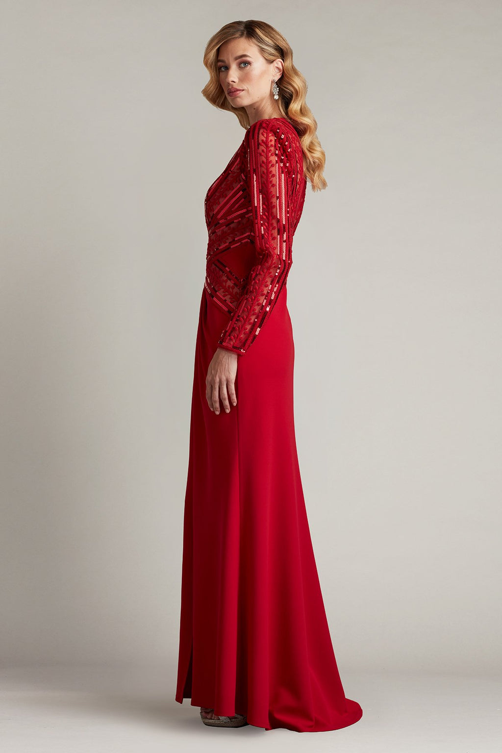 Renton Sequin Embroidered Panel Gown