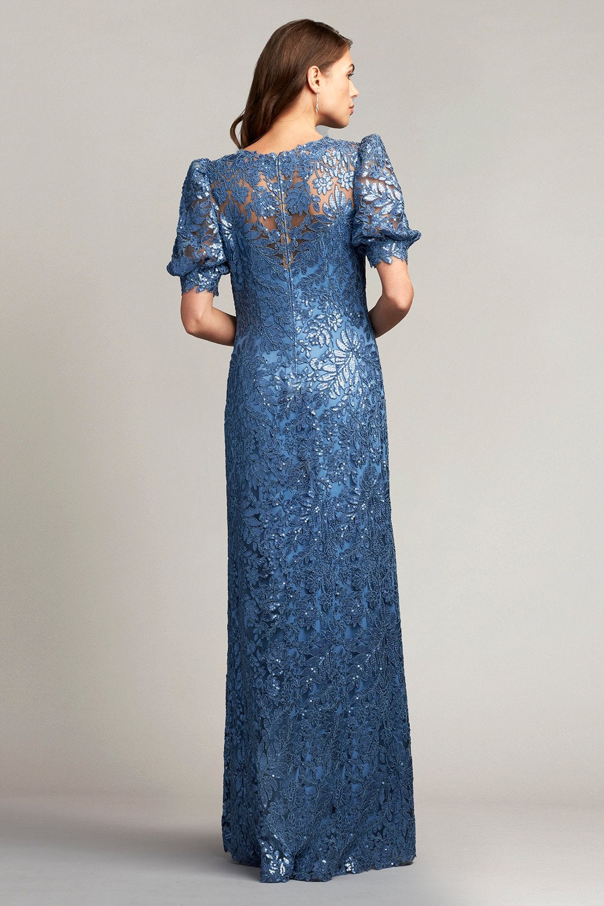 Luella Embroidered Puff Sleeve Gown