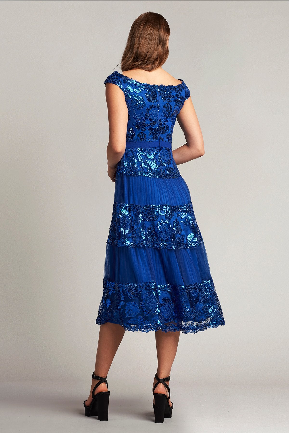 Charlotte Sequin Embroidered Tea-Length Dress