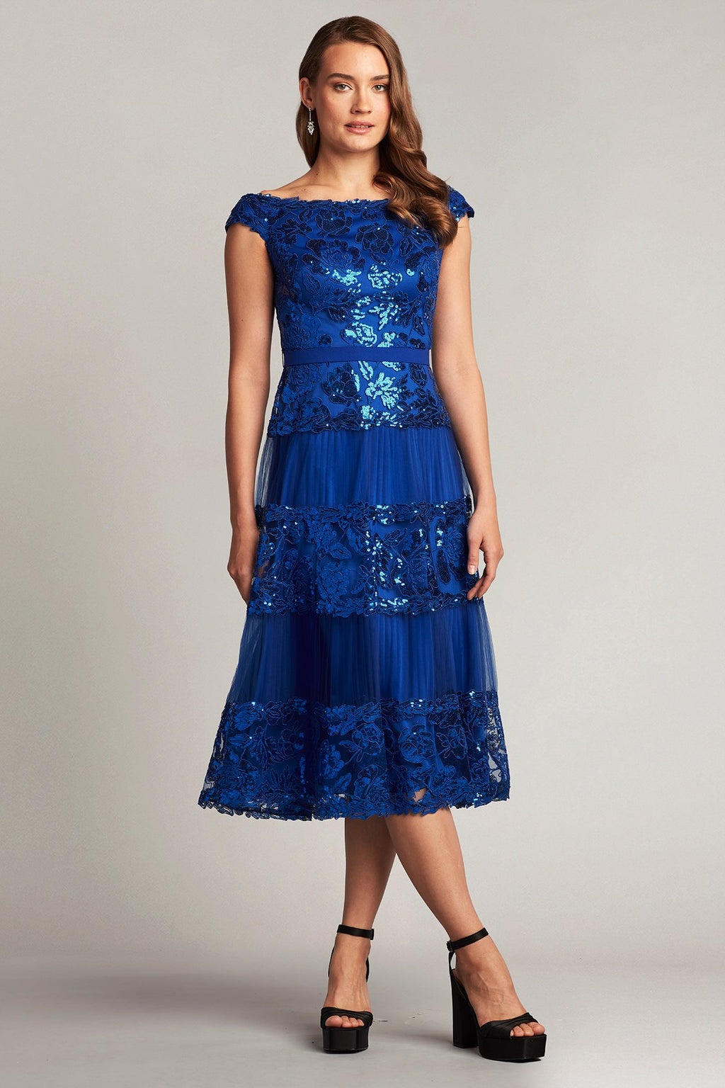 Charlotte Sequin Embroidered Tea-Length Dress