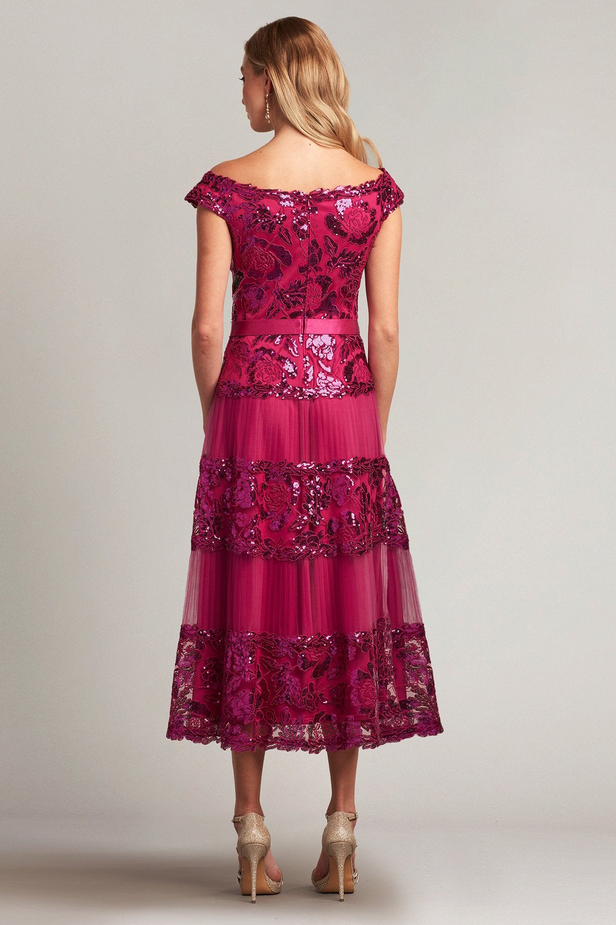 Charlotte Sequin Embroidered Tea-Length Dress