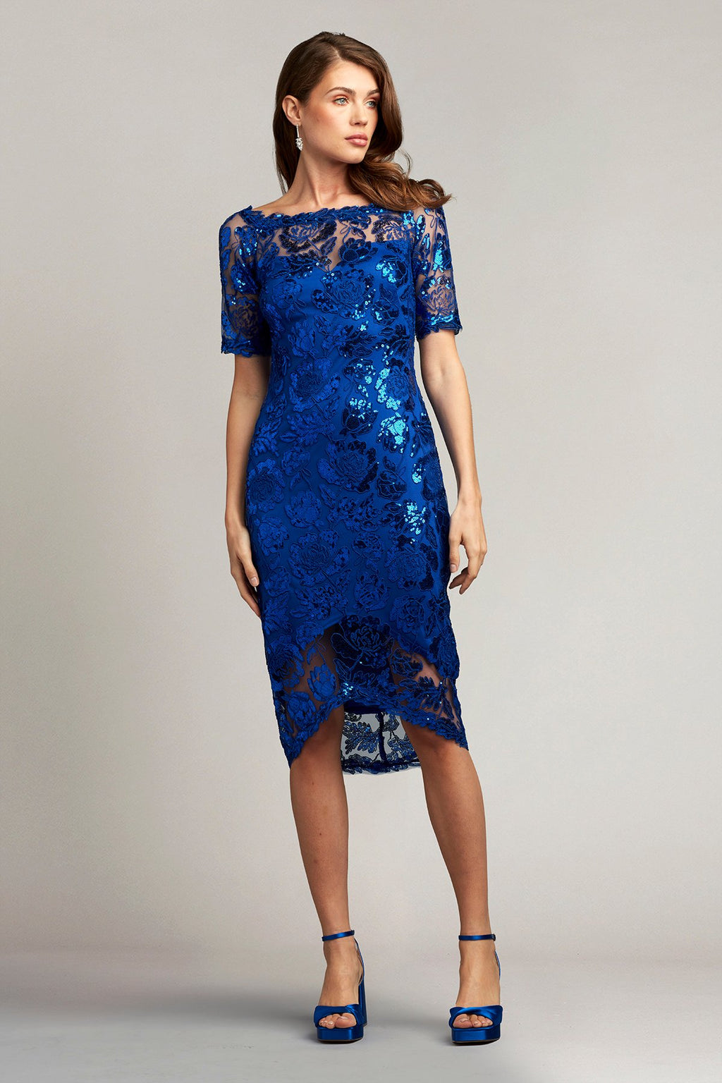 Aga Embroidered High-Low Midi Dress