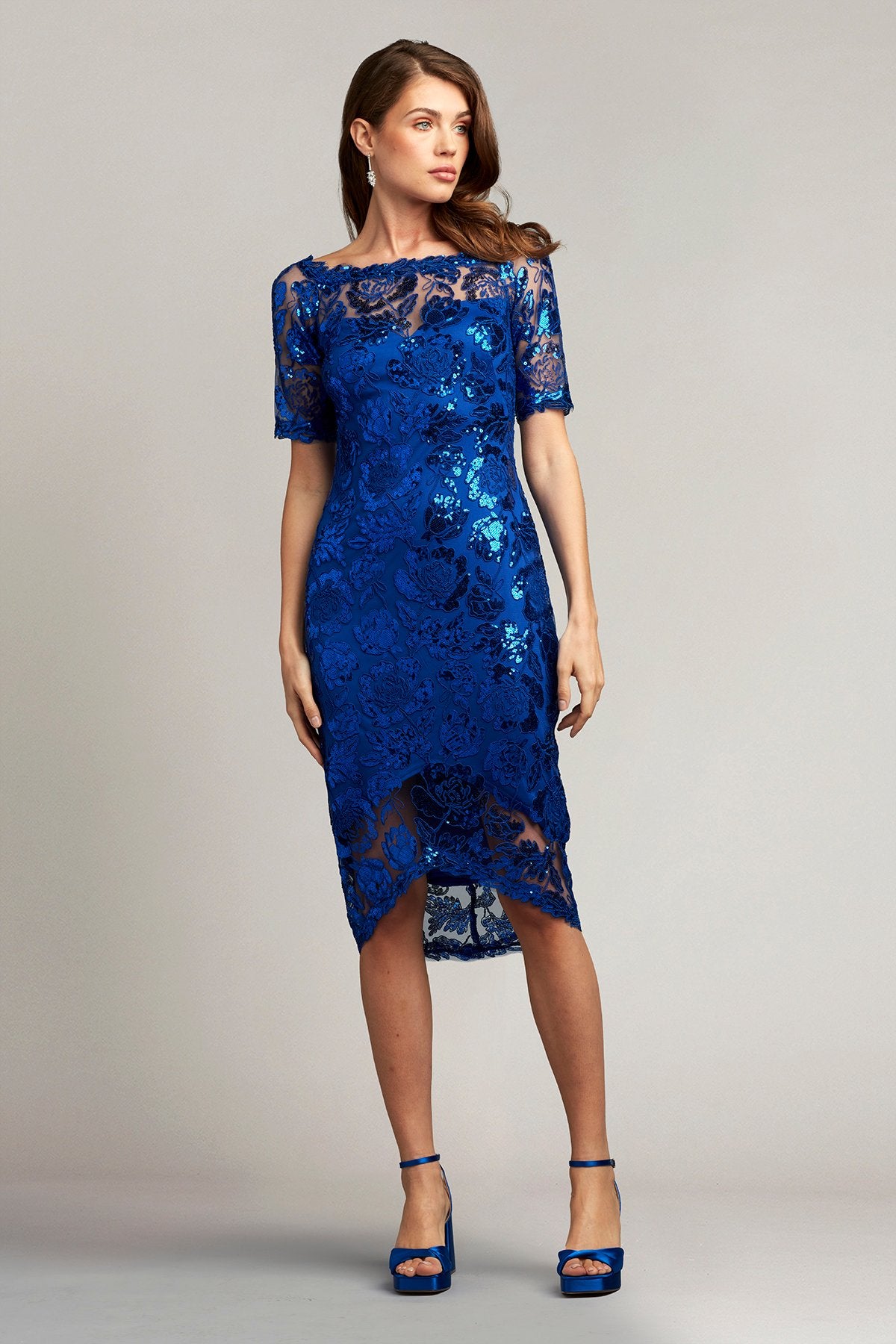 Aga Embroidered High-Low Midi Dress