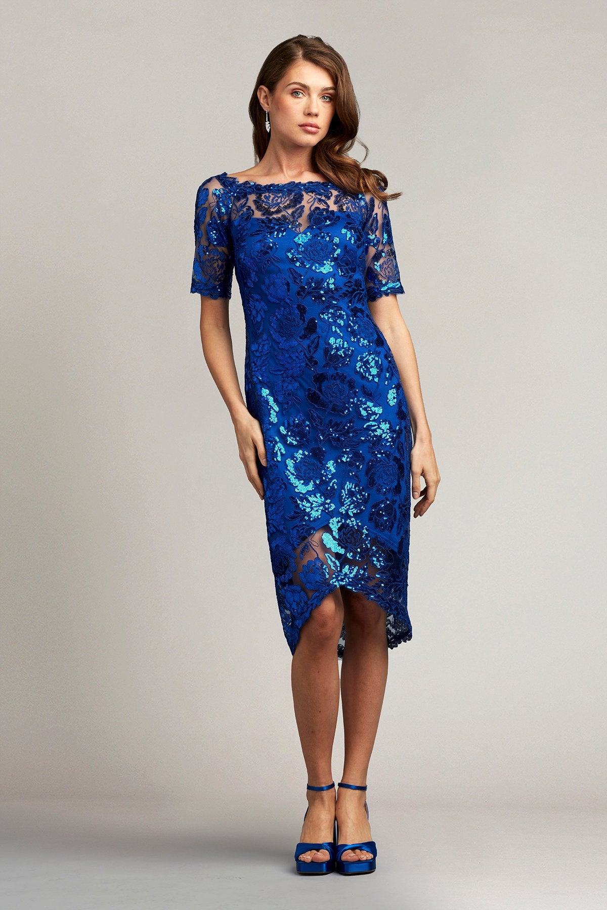 Aga Embroidered High-Low Midi Dress