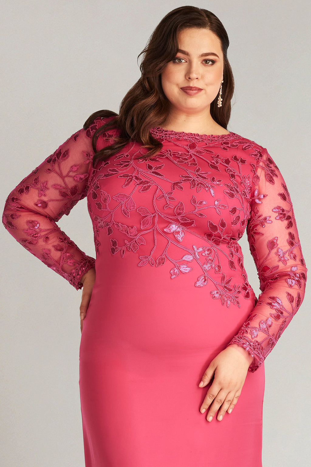 Bradwell Embroidered Crepe Gown - PLUS SIZE