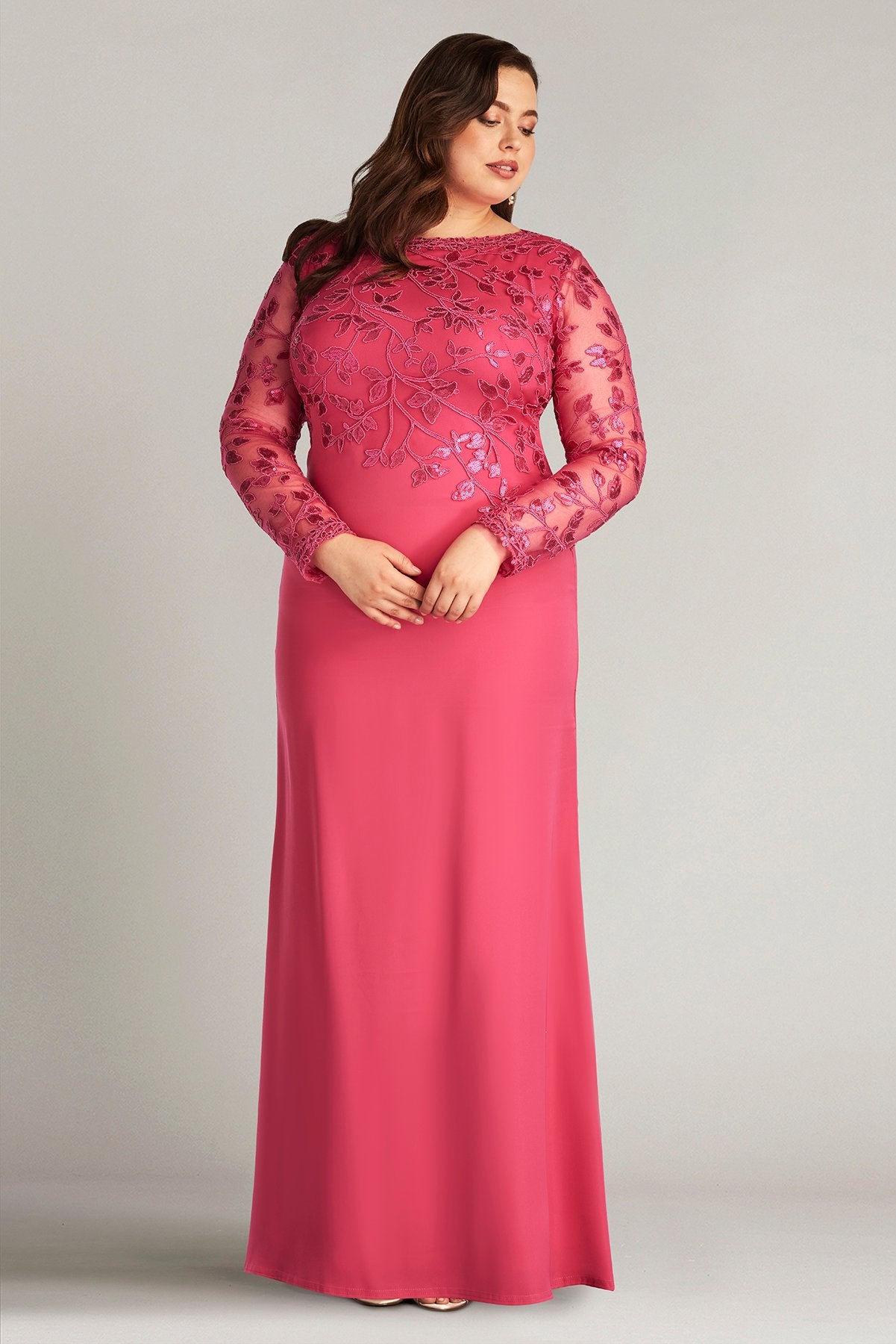 Bradwell Embroidered Crepe Gown - PLUS SIZE