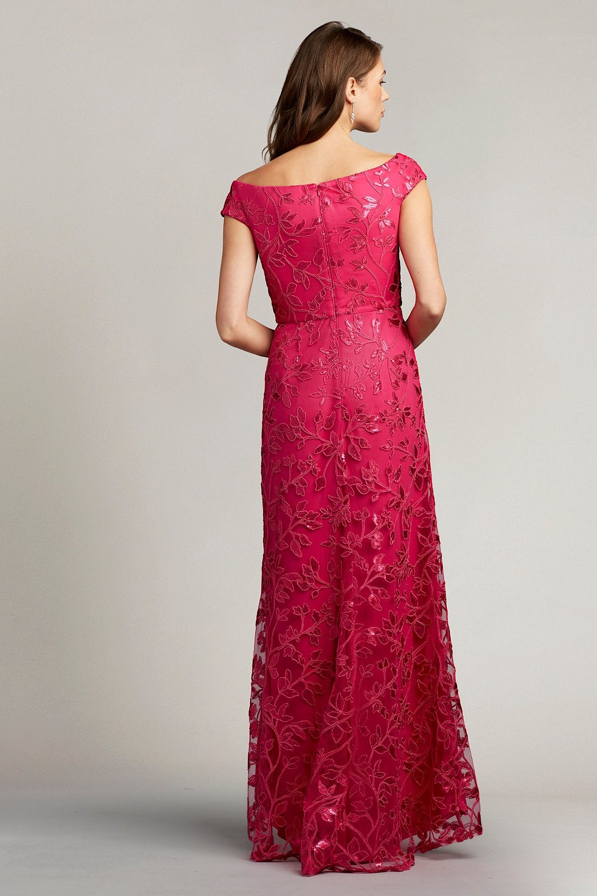Corina Sequin Embroidered Flounce Gown
