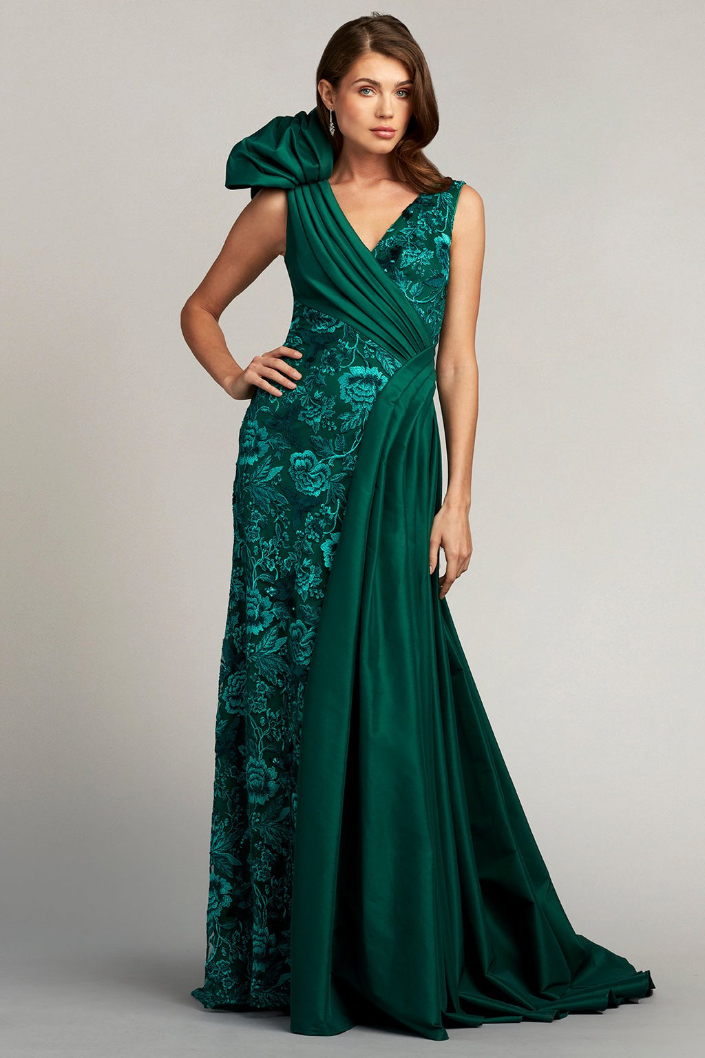 Strauss Draped Shoulder Puff Gown