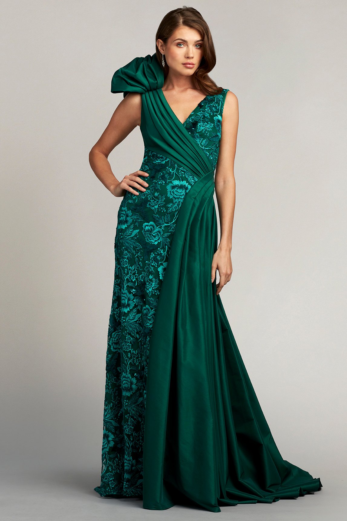 Strauss Draped Shoulder Puff Gown