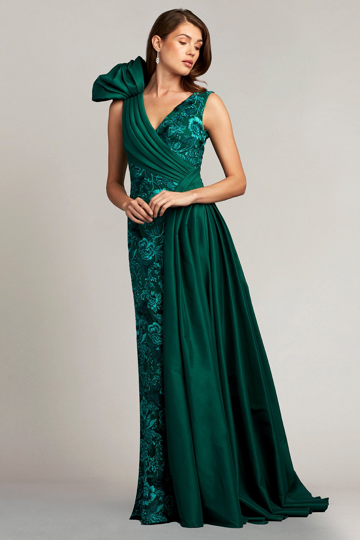 Strauss Draped Shoulder Puff Gown