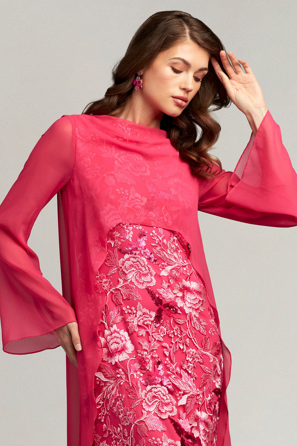 Kosta Embroidered Chiffon Overlay Gown