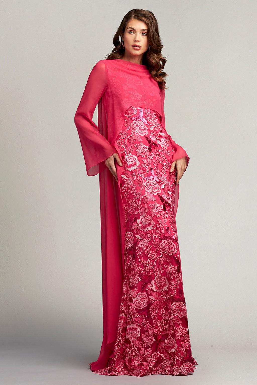 Kosta Embroidered Chiffon Overlay Gown