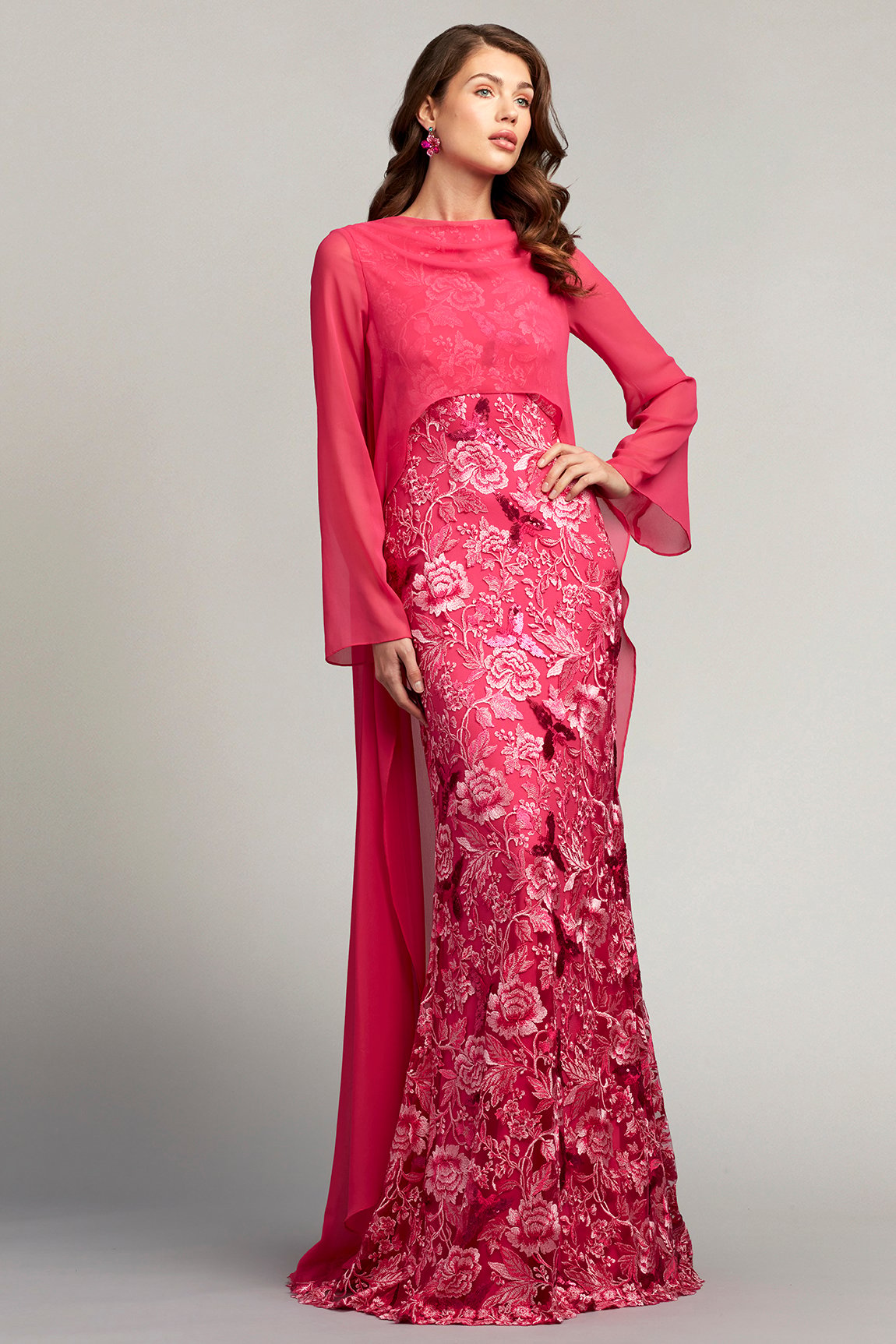 Kosta Embroidered Chiffon Overlay Gown