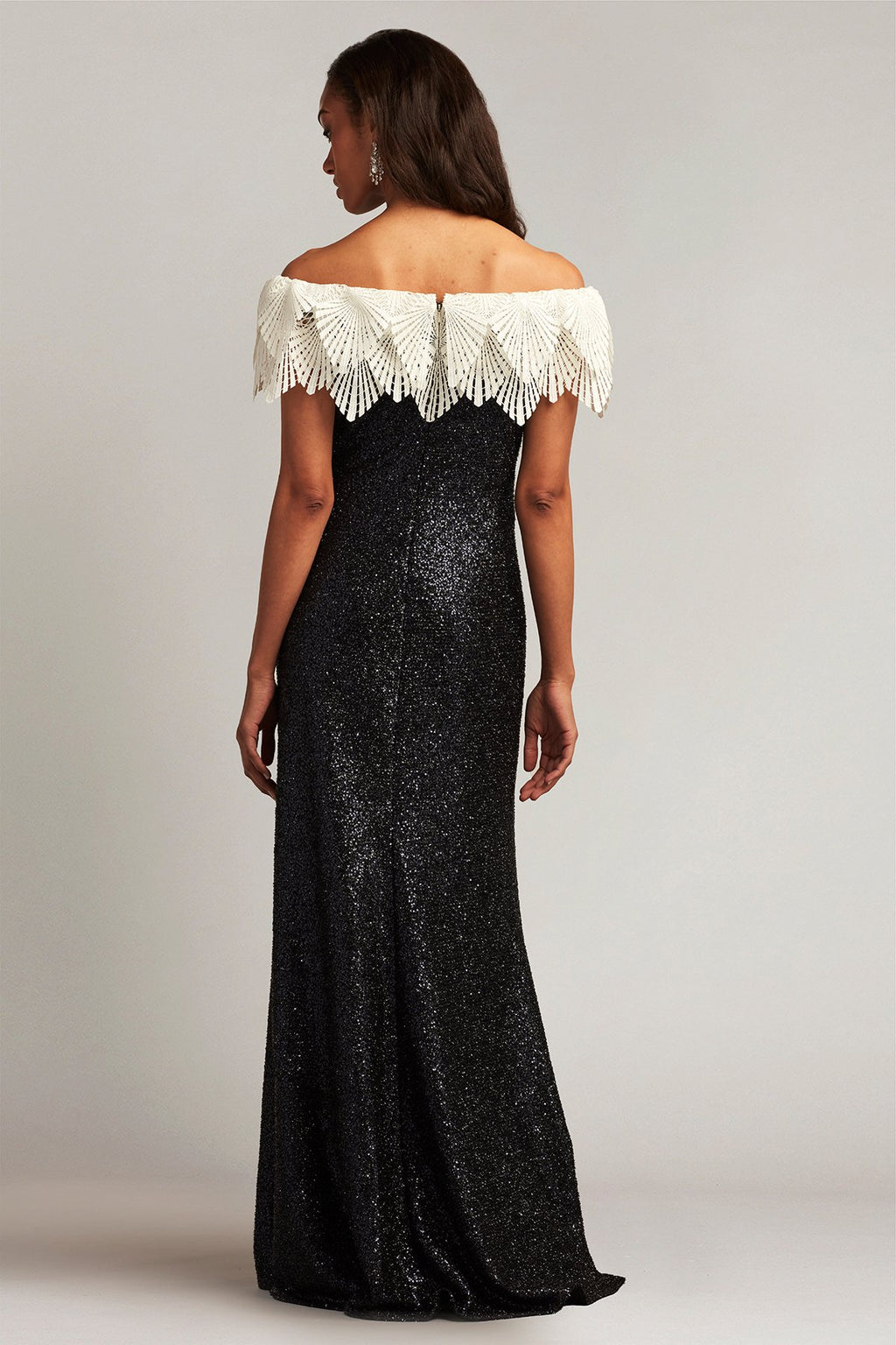 Taj Crochet Lace Off-Shoulder Sequin Gown