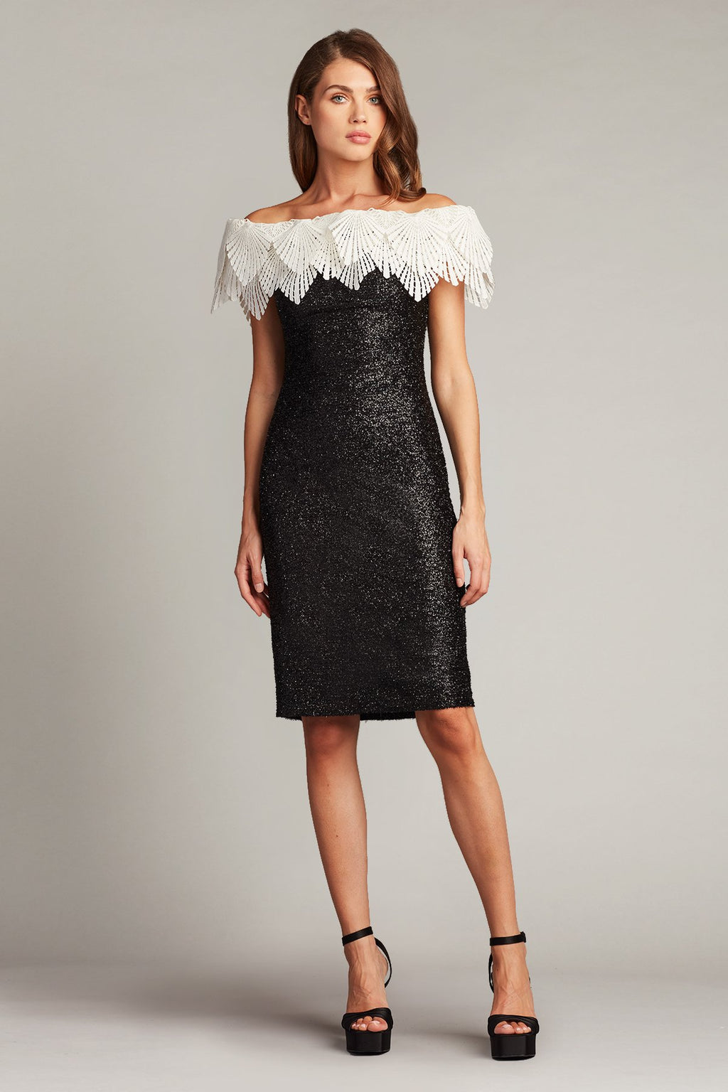Taj Crochet Lace Off-Shoulder Sequin Dress