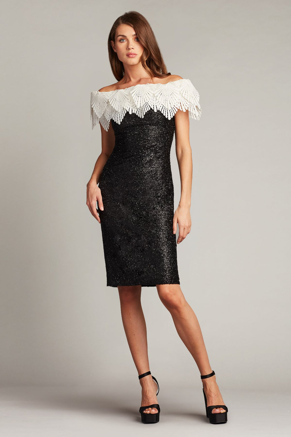 Taj Crochet Lace Off-Shoulder Sequin Dress