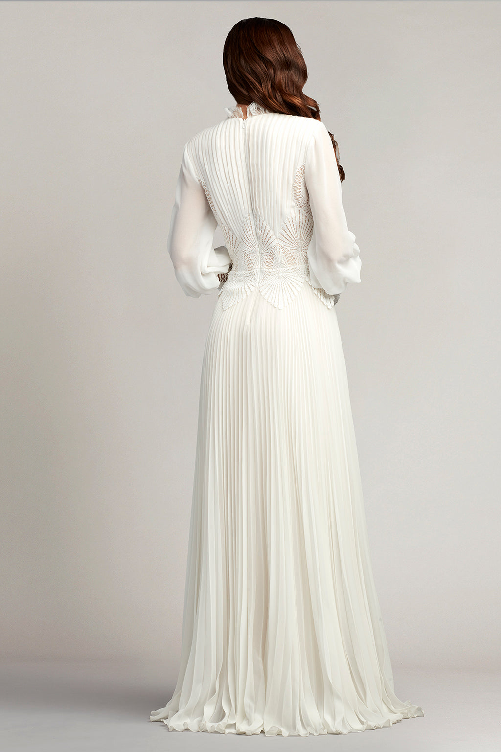 Yates Pleated Chiffon & Lace Gown