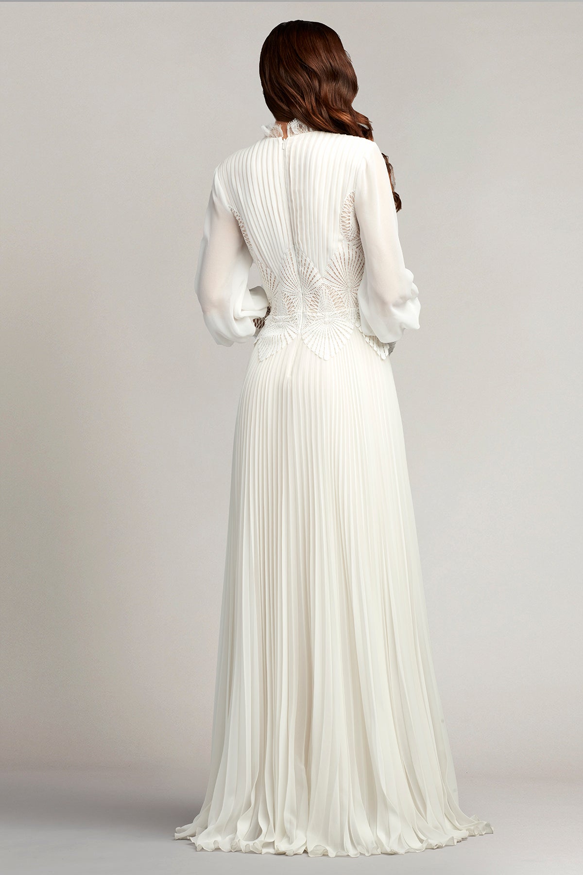 Yates Pleated Chiffon & Lace Gown