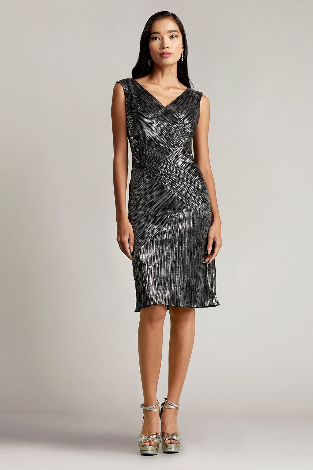Axton Metallic Criscross Panel Dress
