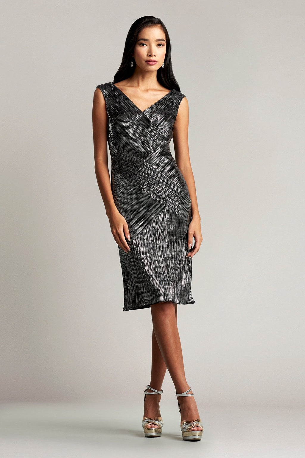 Axton Metallic Criscross Panel Dress