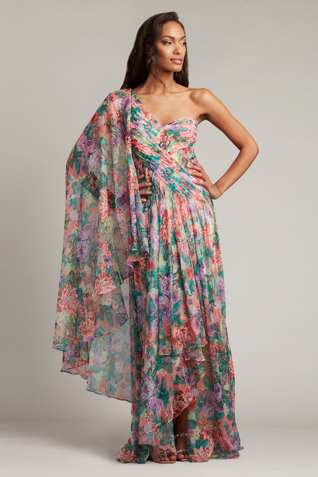 Connelly Cape Sleeve Chiffon Gown