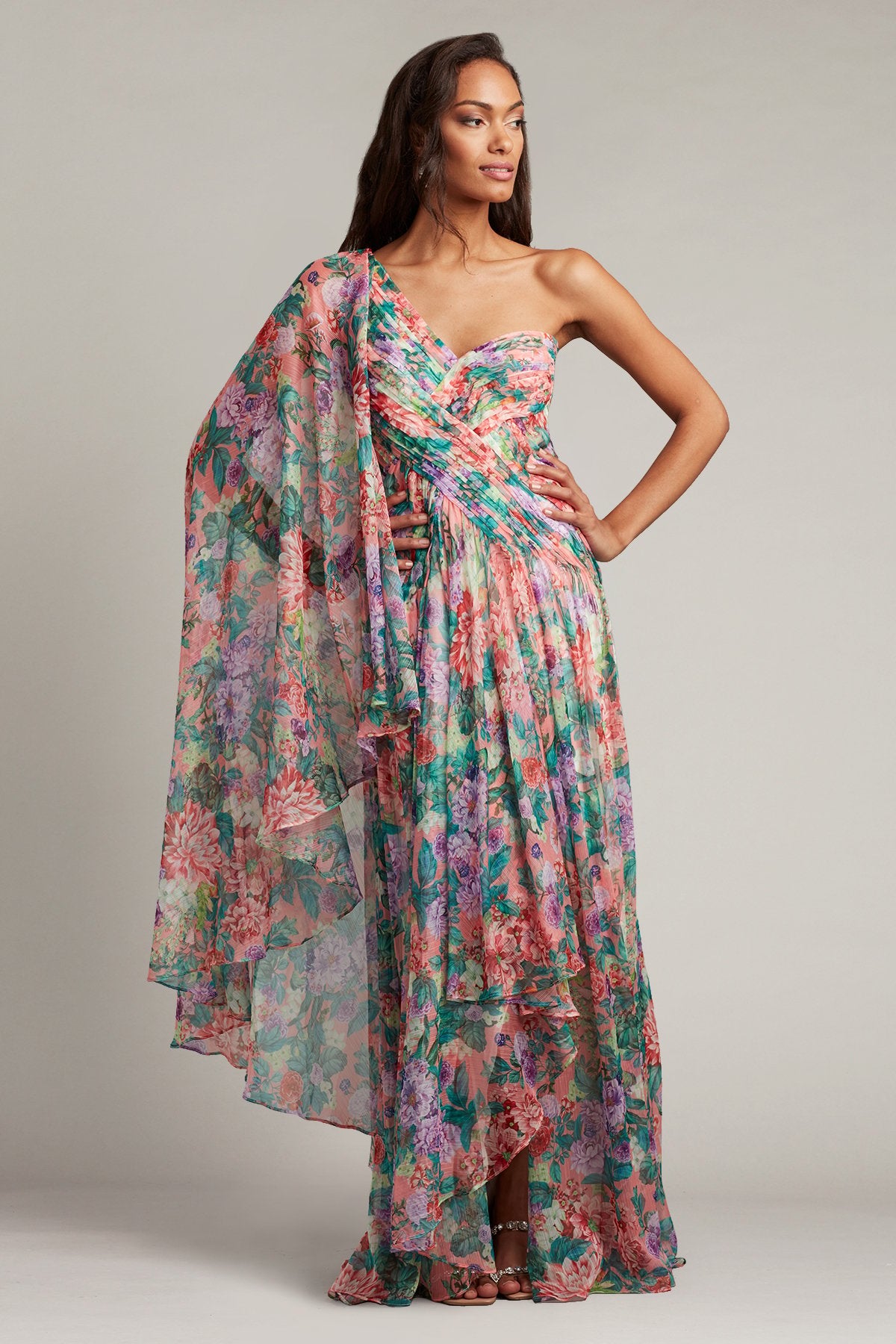 Connelly Cape Sleeve Chiffon Gown