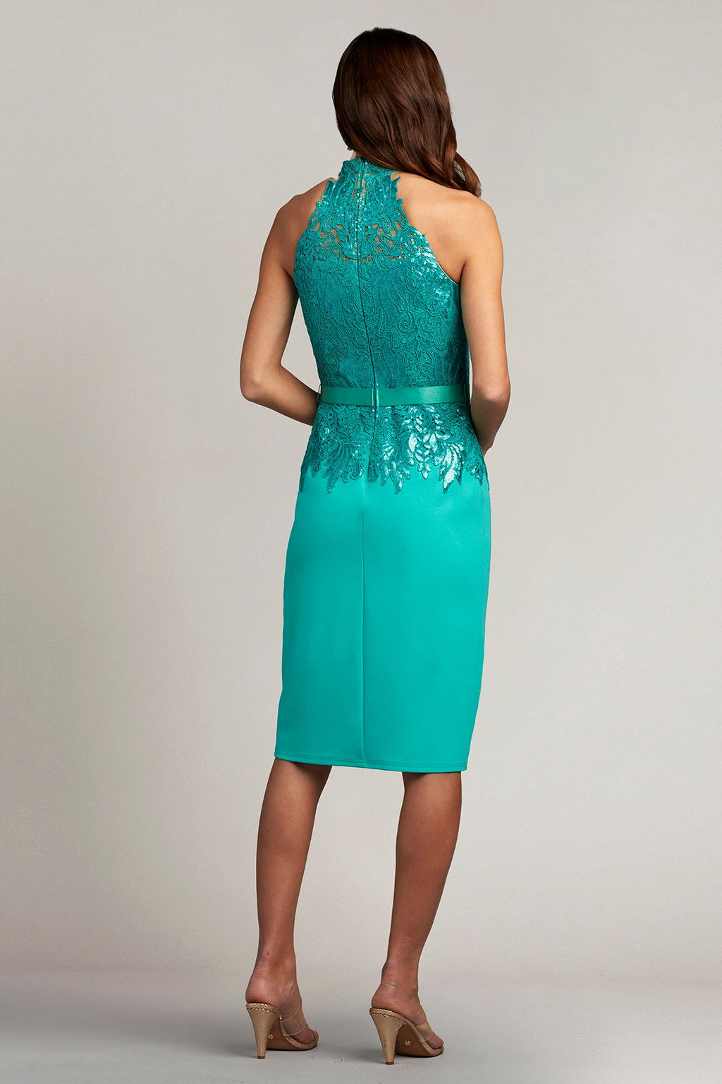 Trotter Sequin Embroidered Halter Dress