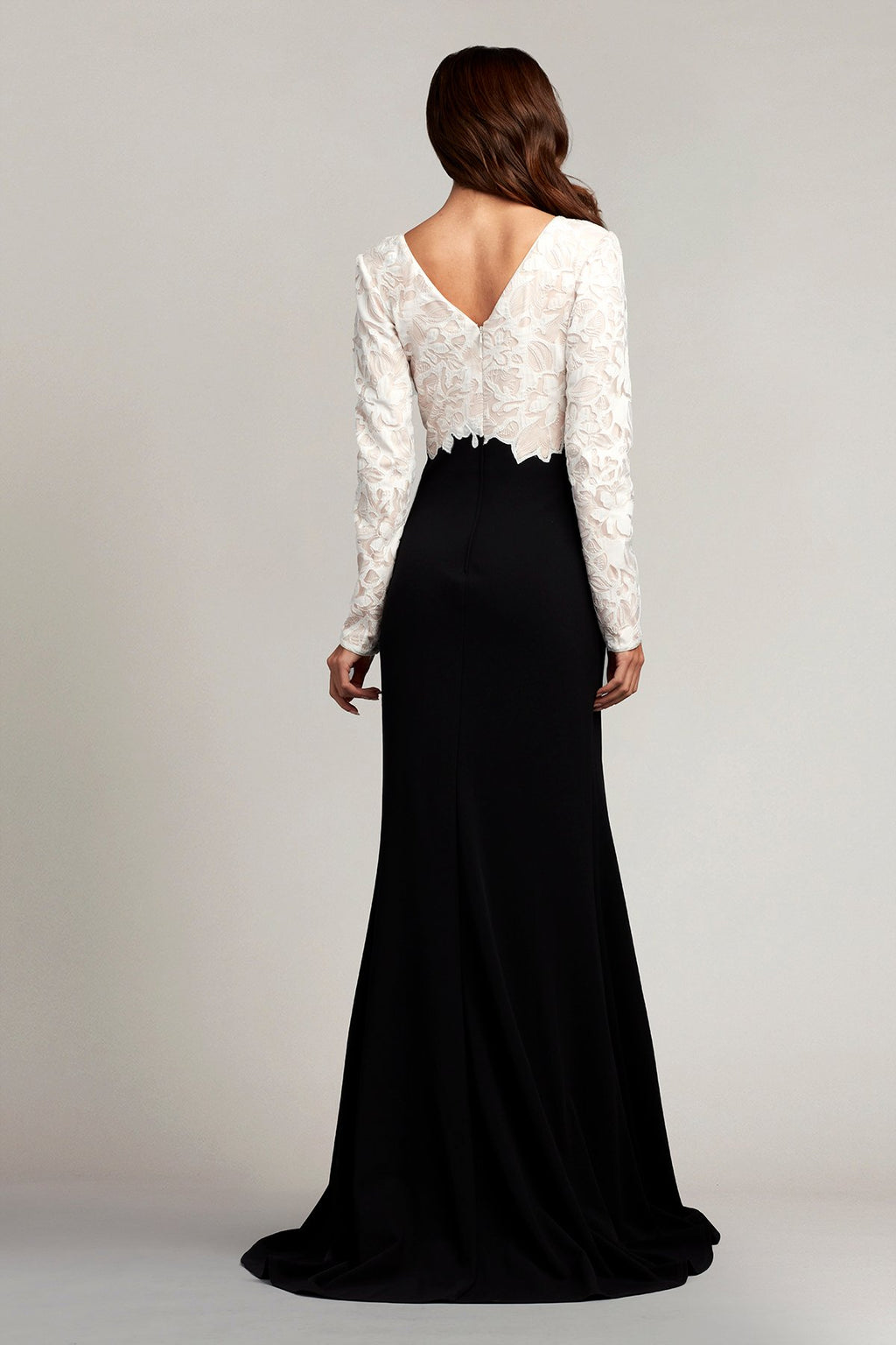 Kalina Two-Tone Floral Appliqué Gown