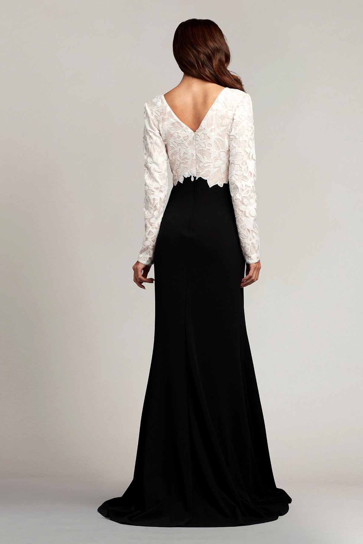 Kalina Two-Tone Floral Appliqué Gown