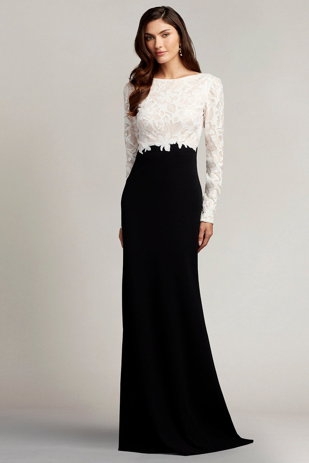 Kalina Two-Tone Floral Appliqué Gown
