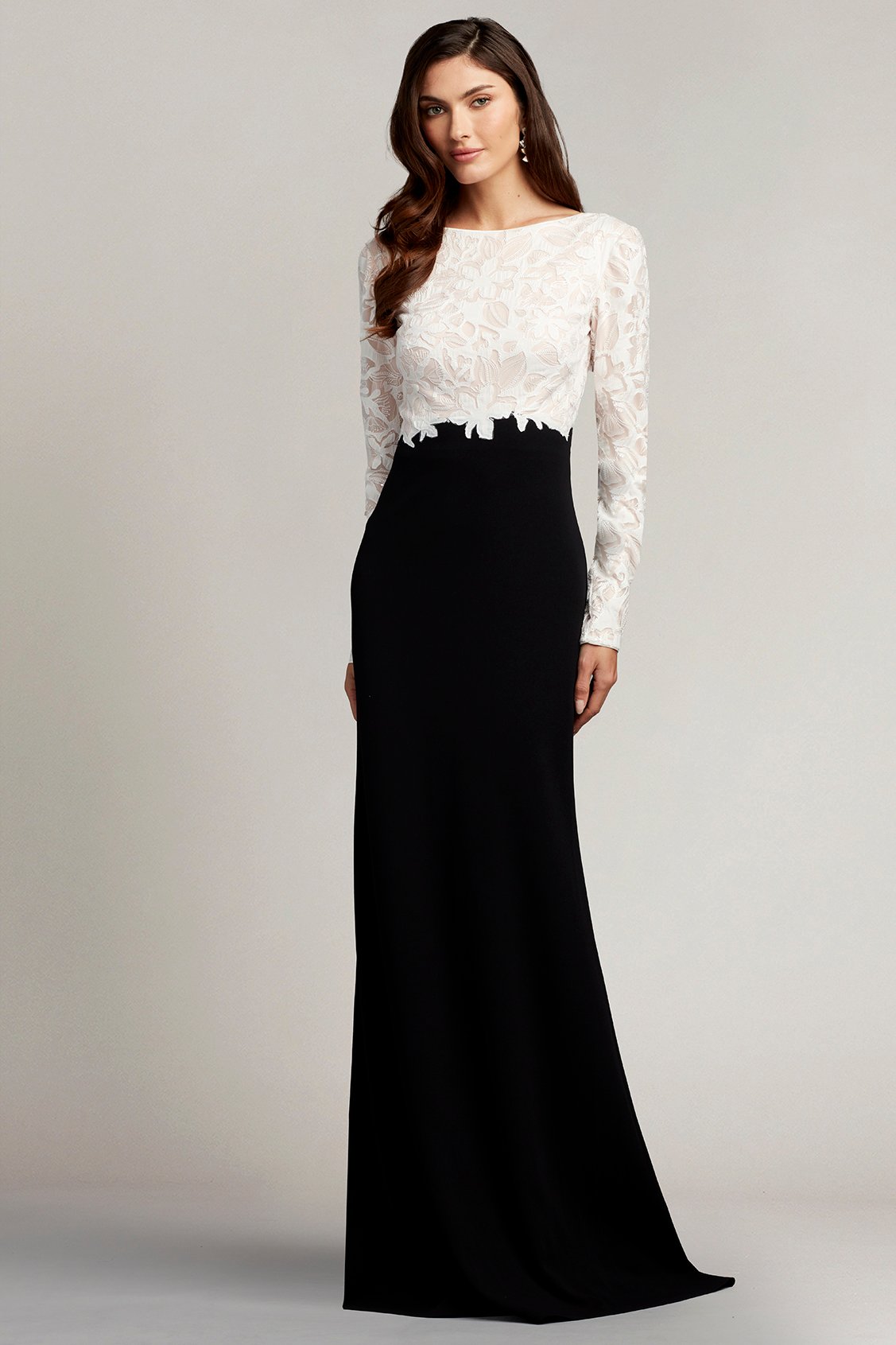 Kalina Two-Tone Floral Appliqué Gown