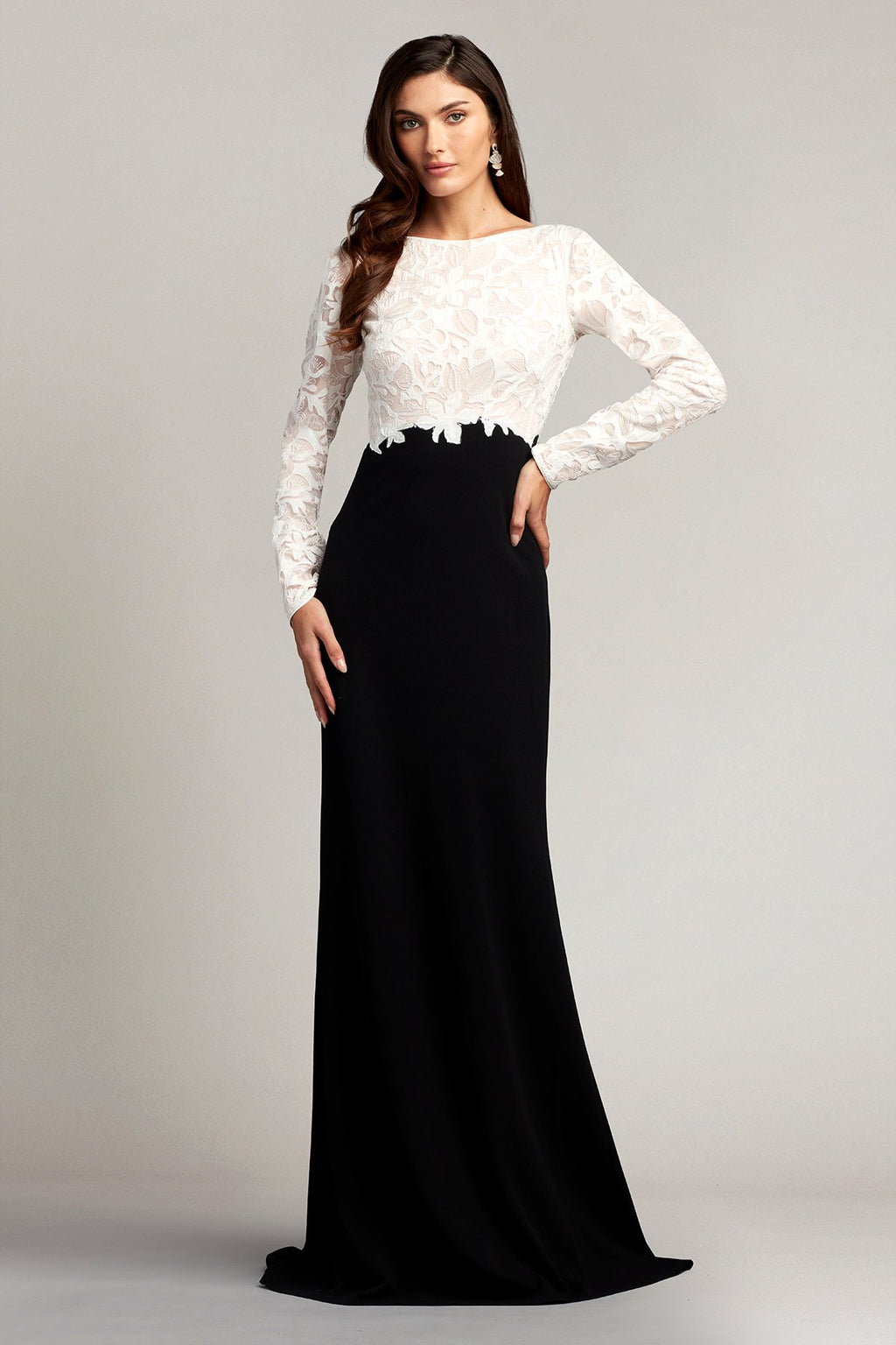 Kalina Two-Tone Floral Appliqué Gown