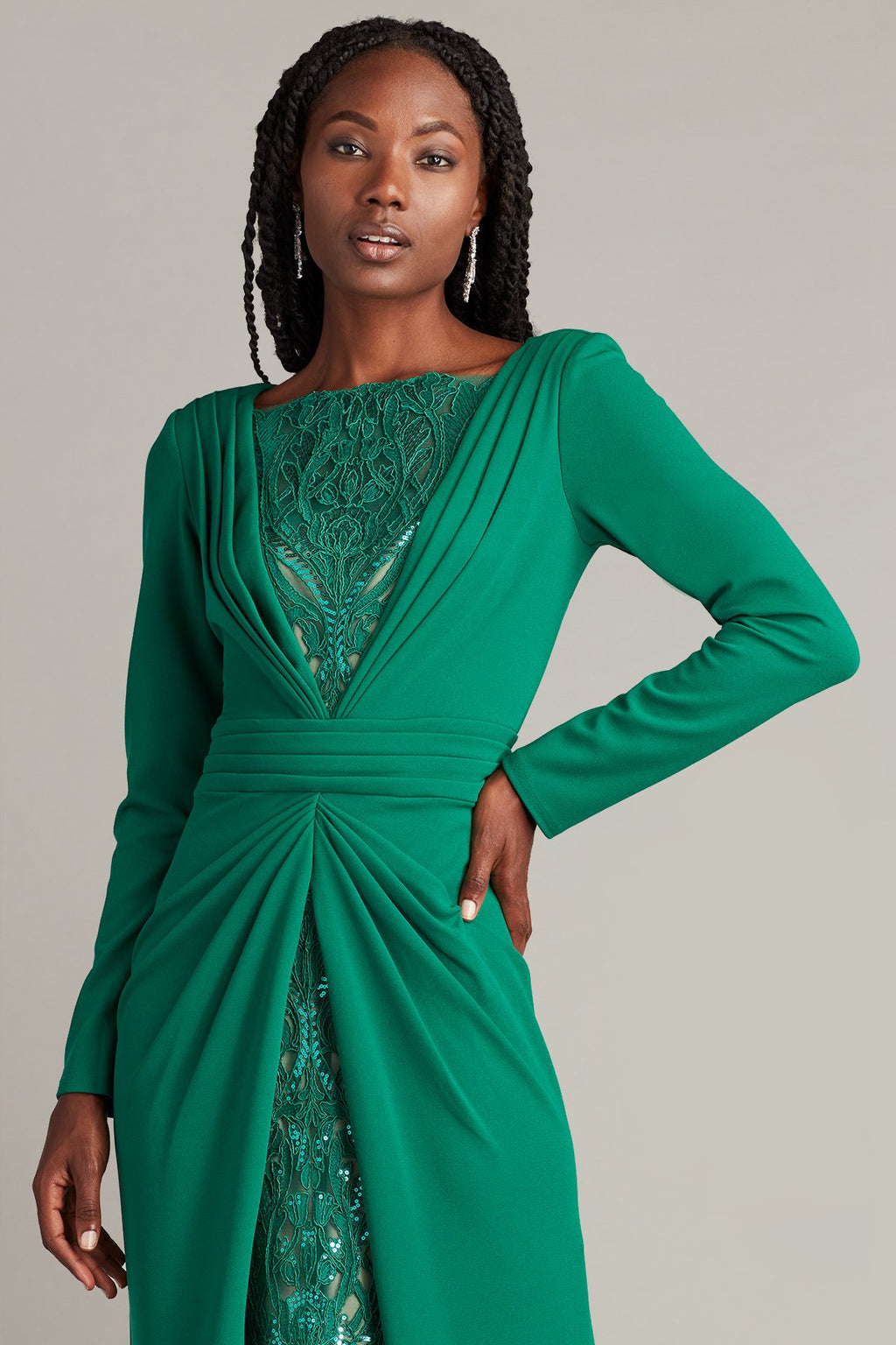 Mariella Plunge Illusion Gown