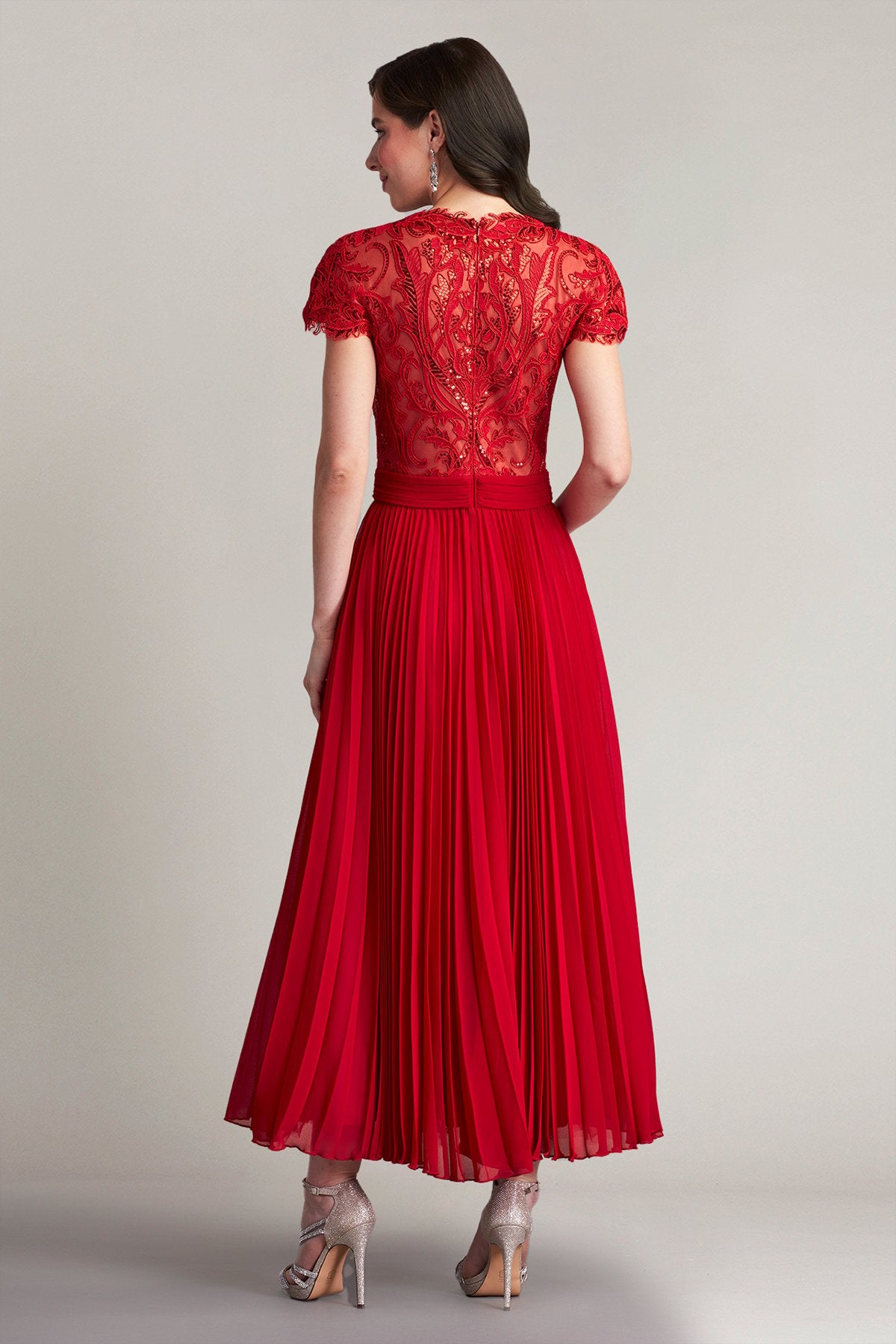 Ora Sequin Embroidered Pleated Midi Dress