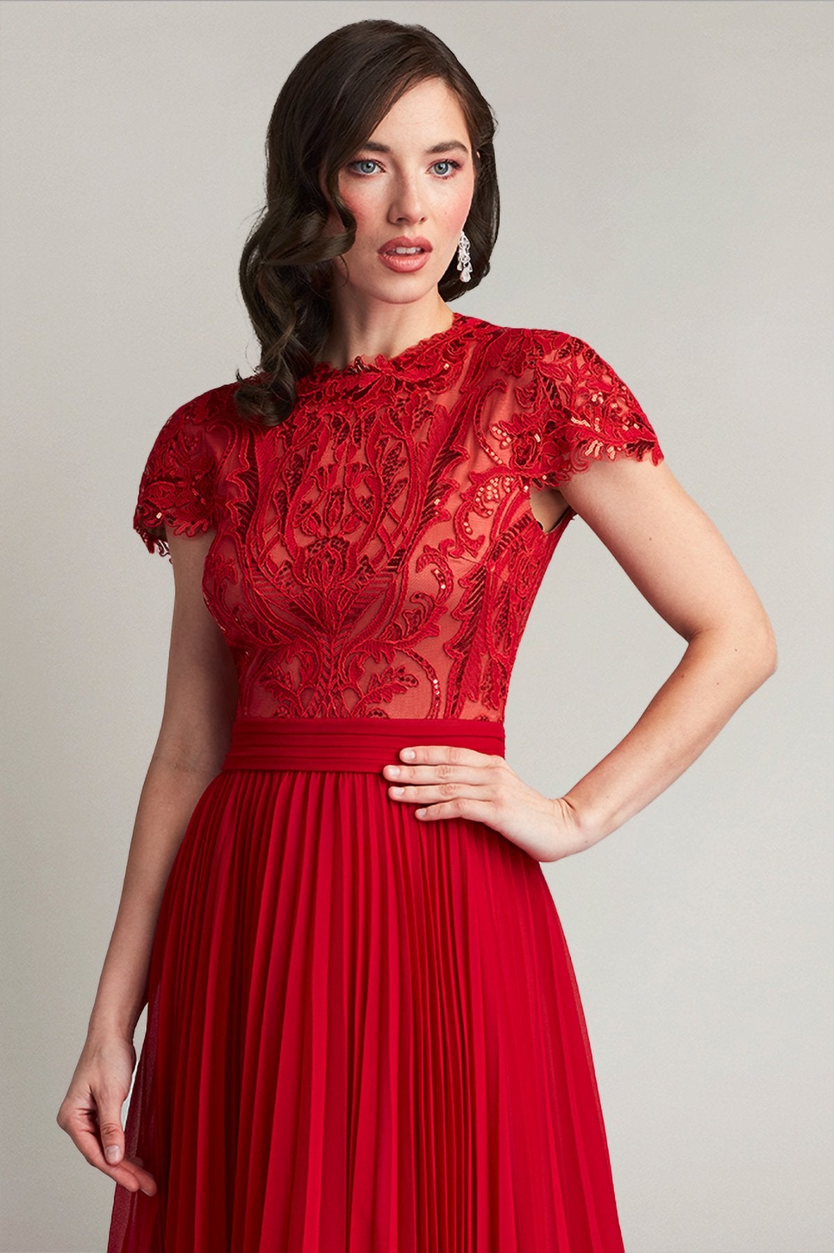 Ora Sequin Embroidered Pleated Midi Dress