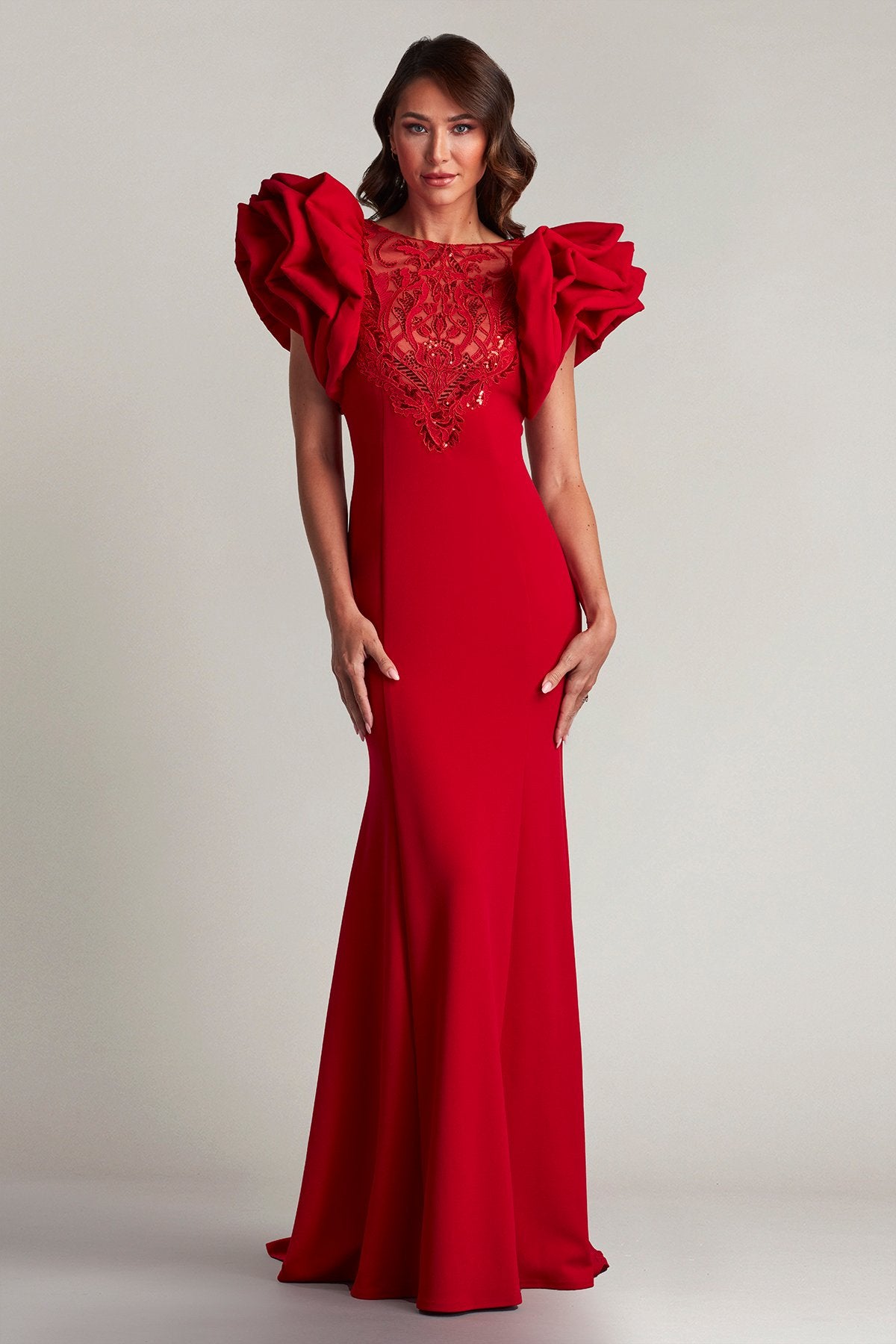Romilly Shoulder Ruffle Gown